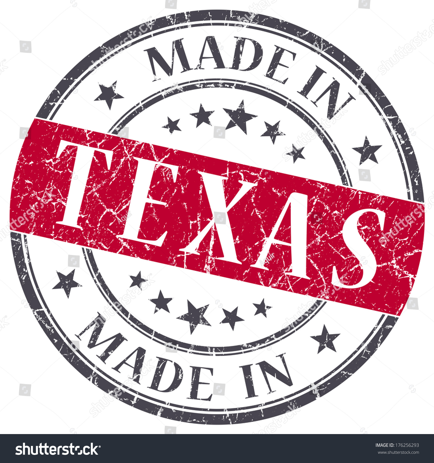 Made In Texas Red Round Grunge Isolated Stamp Stock Photo 176256293 ...