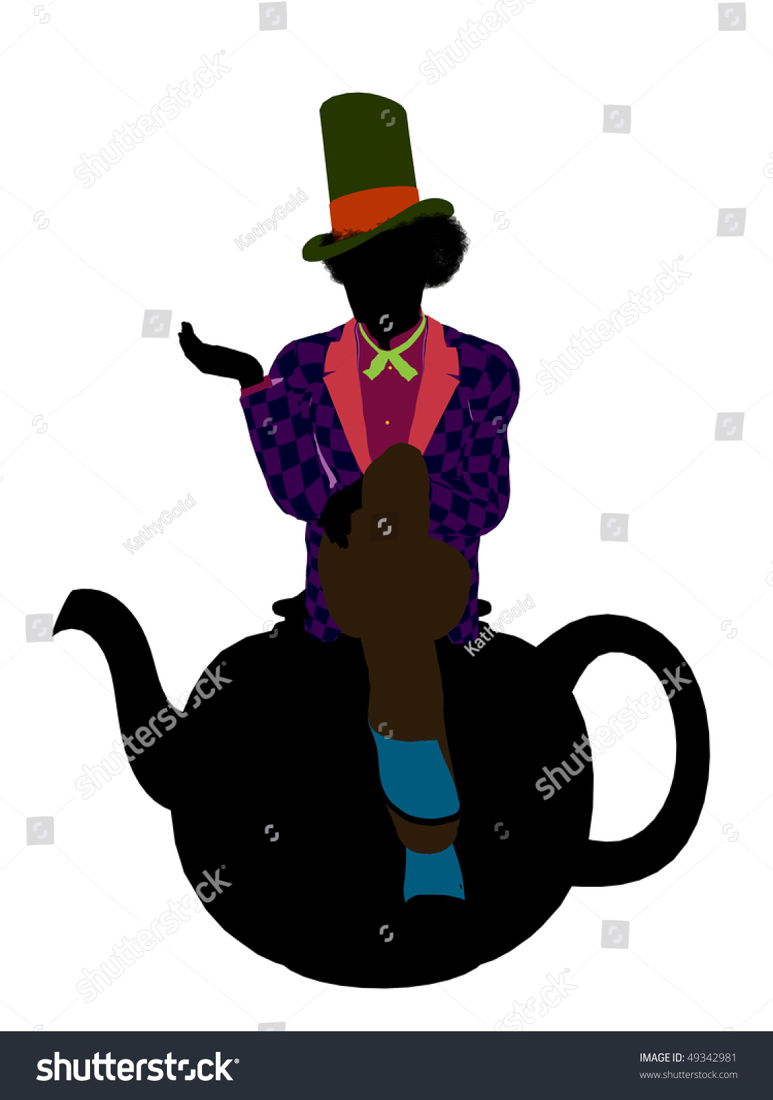 Madhatter From Allice In Wonderland Illustration Silhouette On A White ...