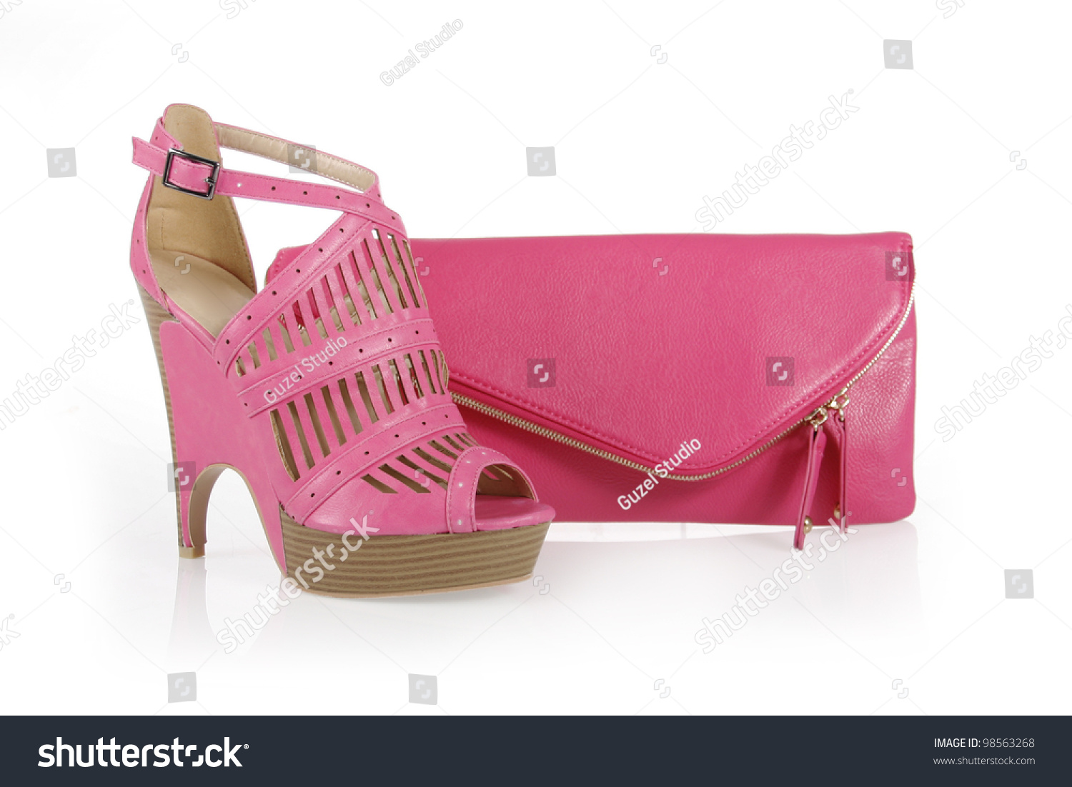 magenta bag and shoes