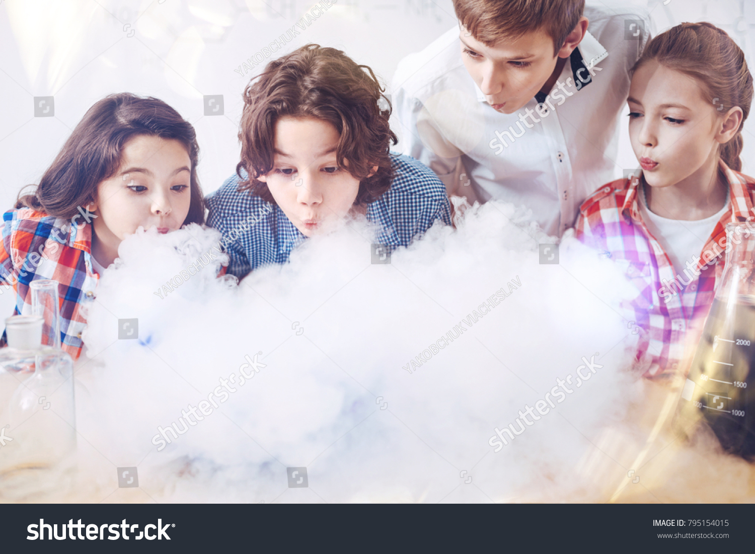 Magic Happening Smart Coming Chemists Blowing Stock Photo Edit Now