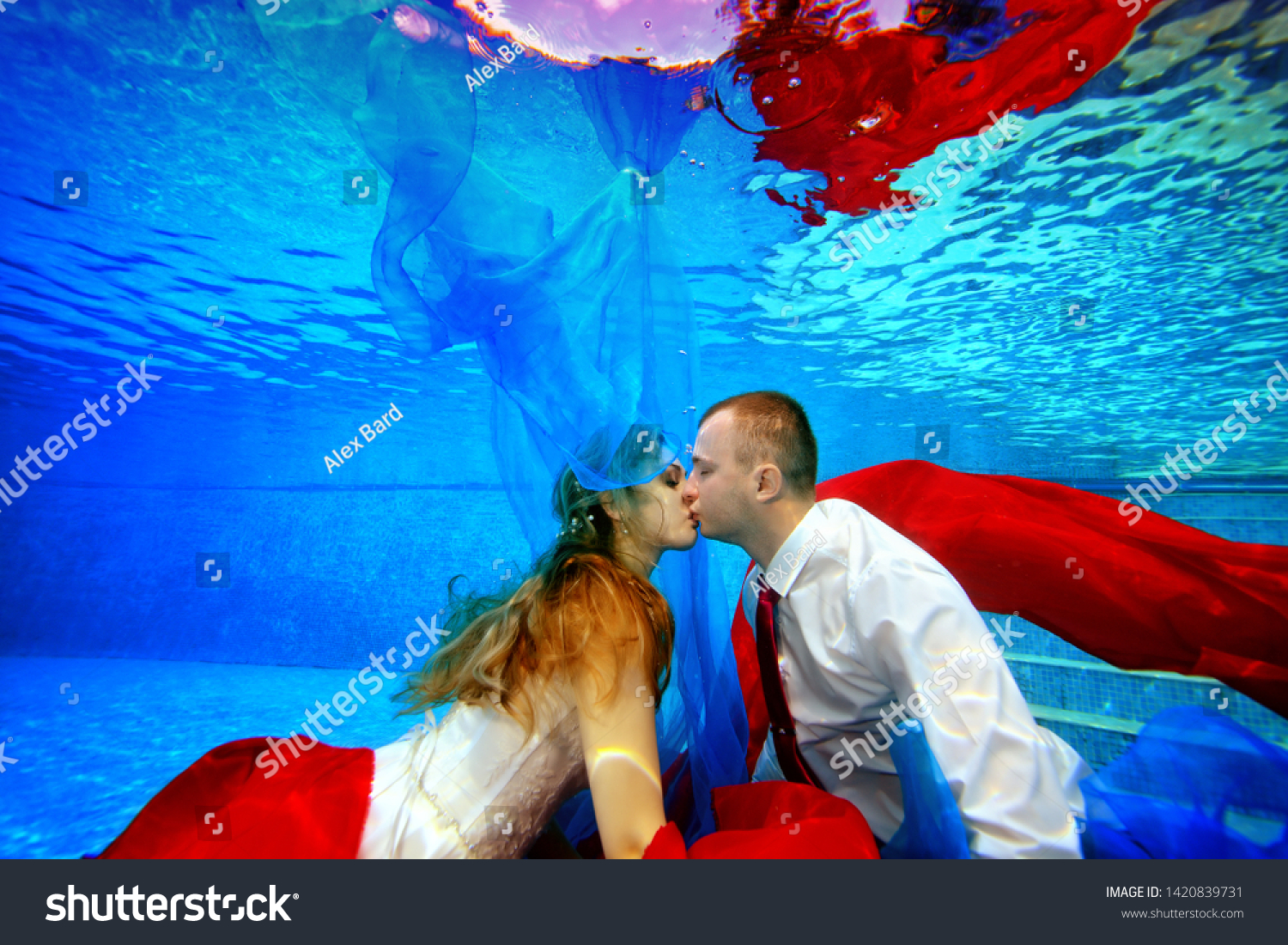 Magic Underwater Wedding Happy Bride Groom Stock Photo Edit Now