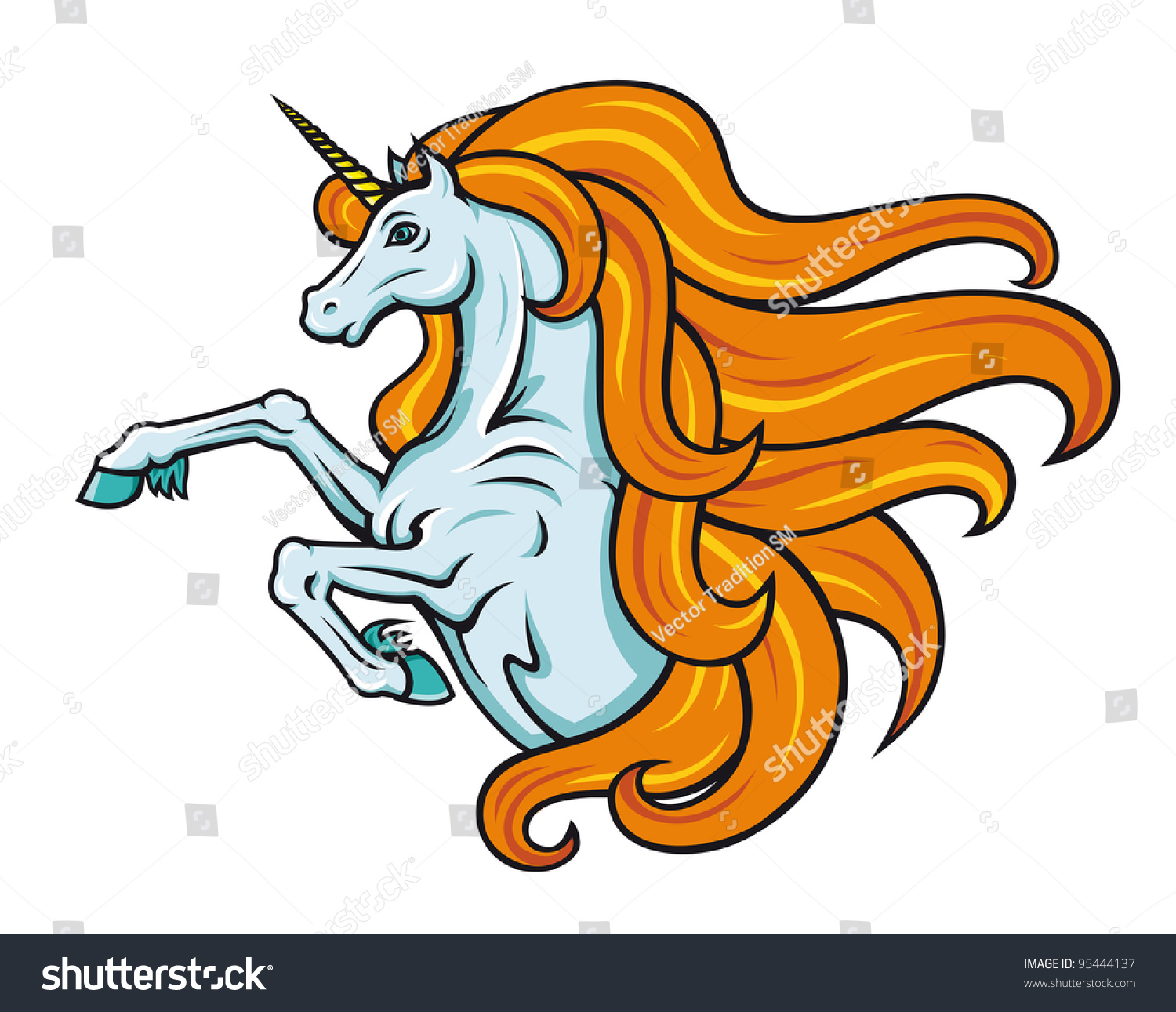 Magic Unicorn Horse Cartoon Style Fantasy Stock Illustration 95444137 ...