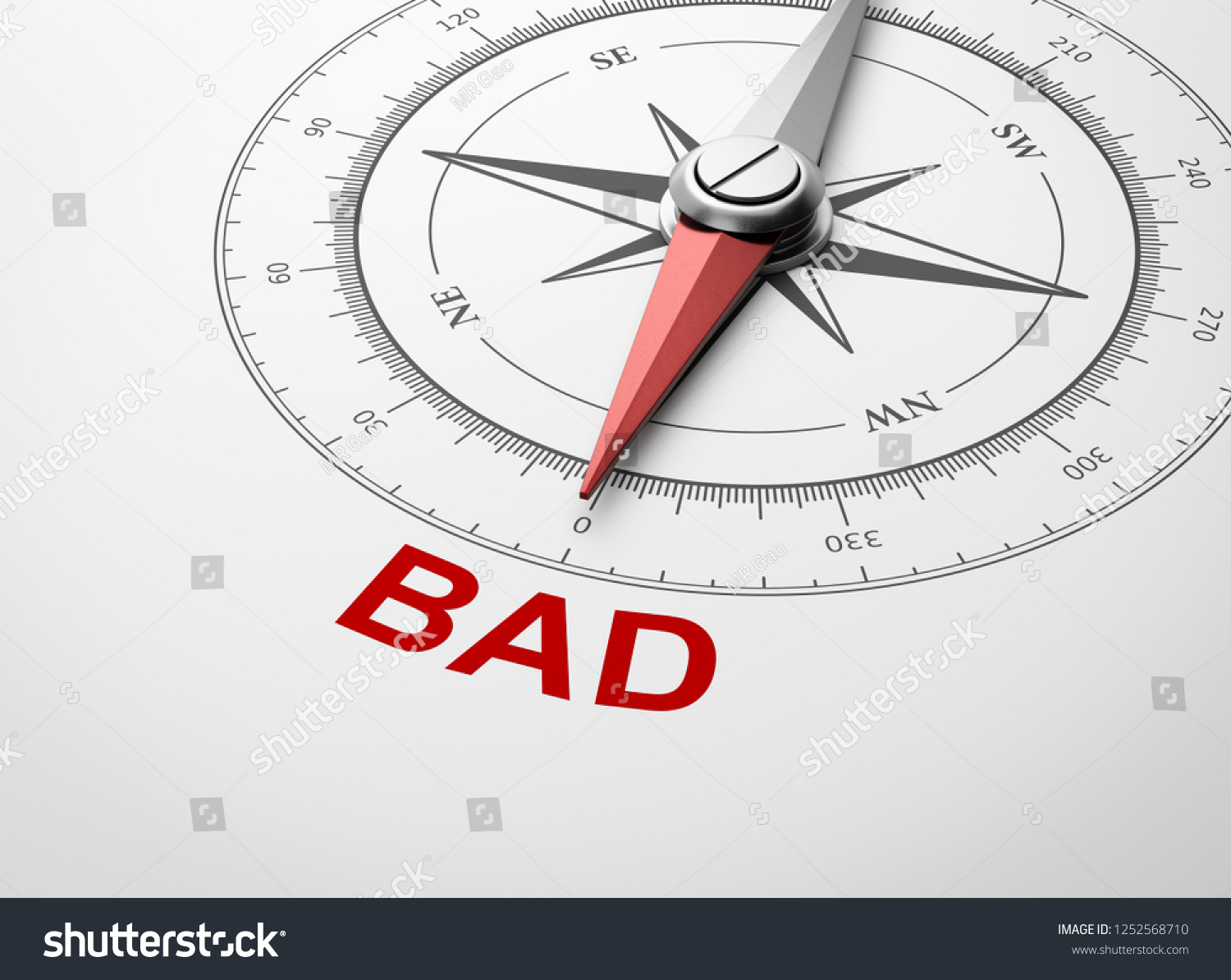 Magnetic Compass Needle Pointing Red Bad Stock Illustration