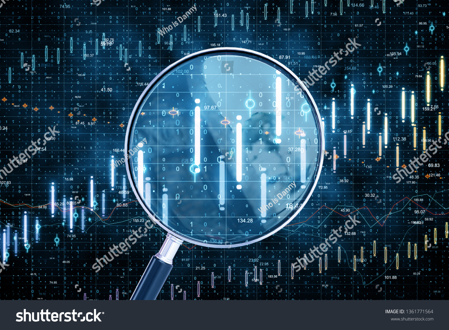 Magnifying Glass Forex Chart Forecast Analysis Stock Illustration - 