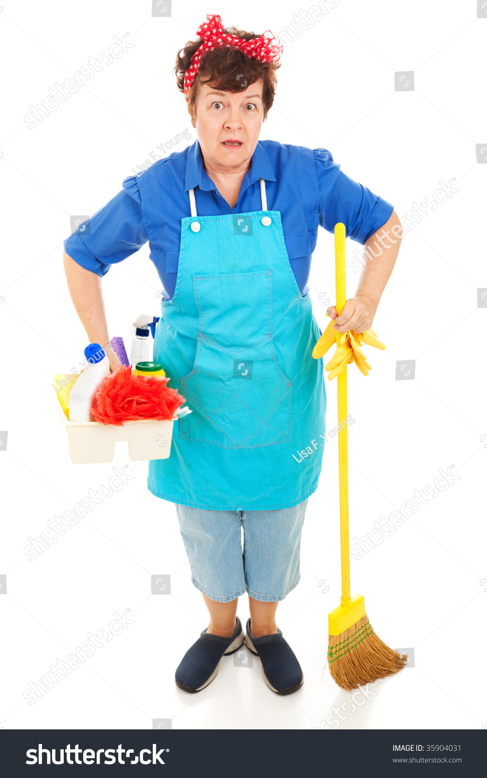 Maid Her Cleaning Equipment Wearing Very Stock Photo 35904031 ...