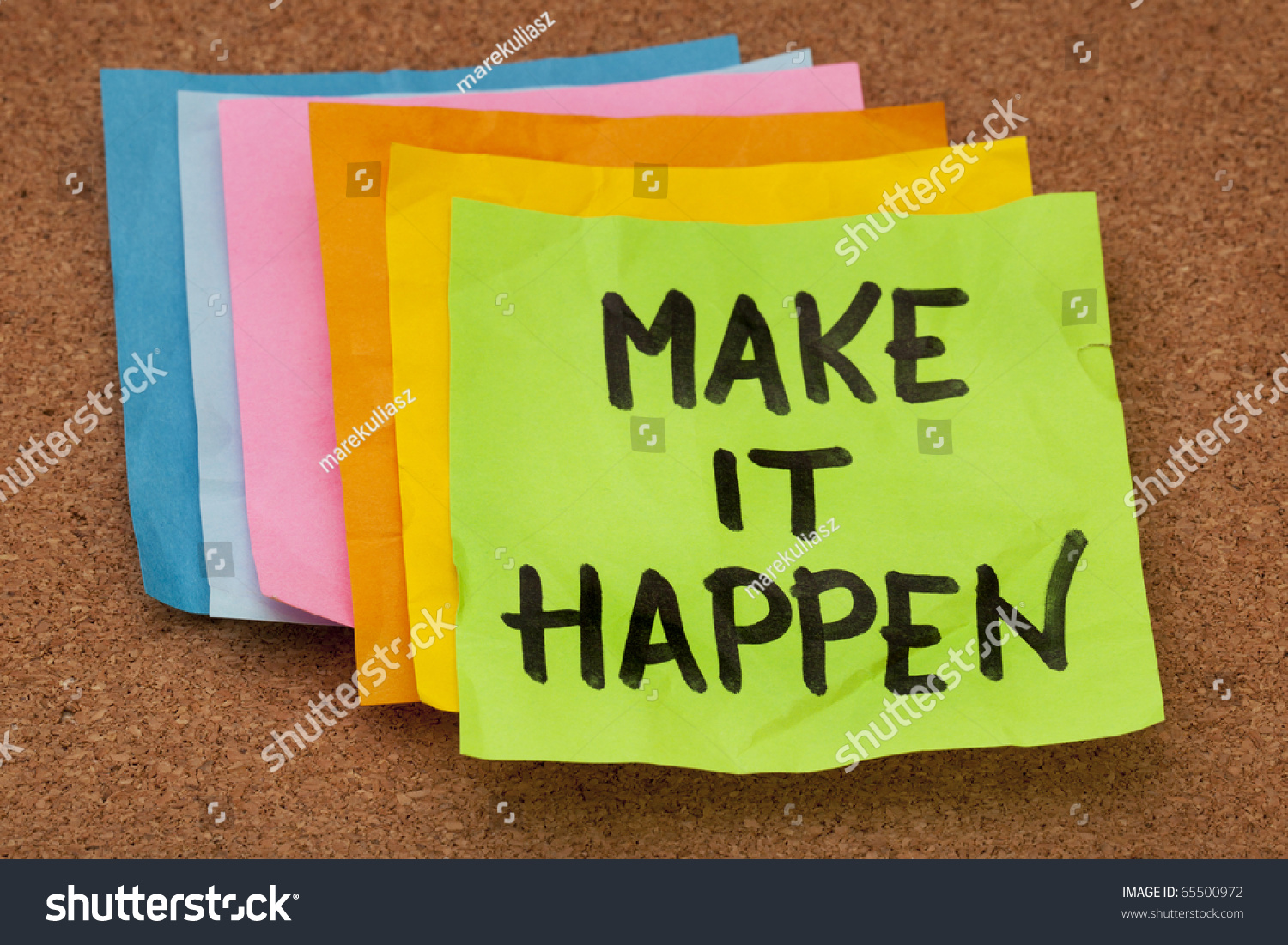 Make Happen Motivational Slogan Colorful Sticky Stock Photo 65500972 ...