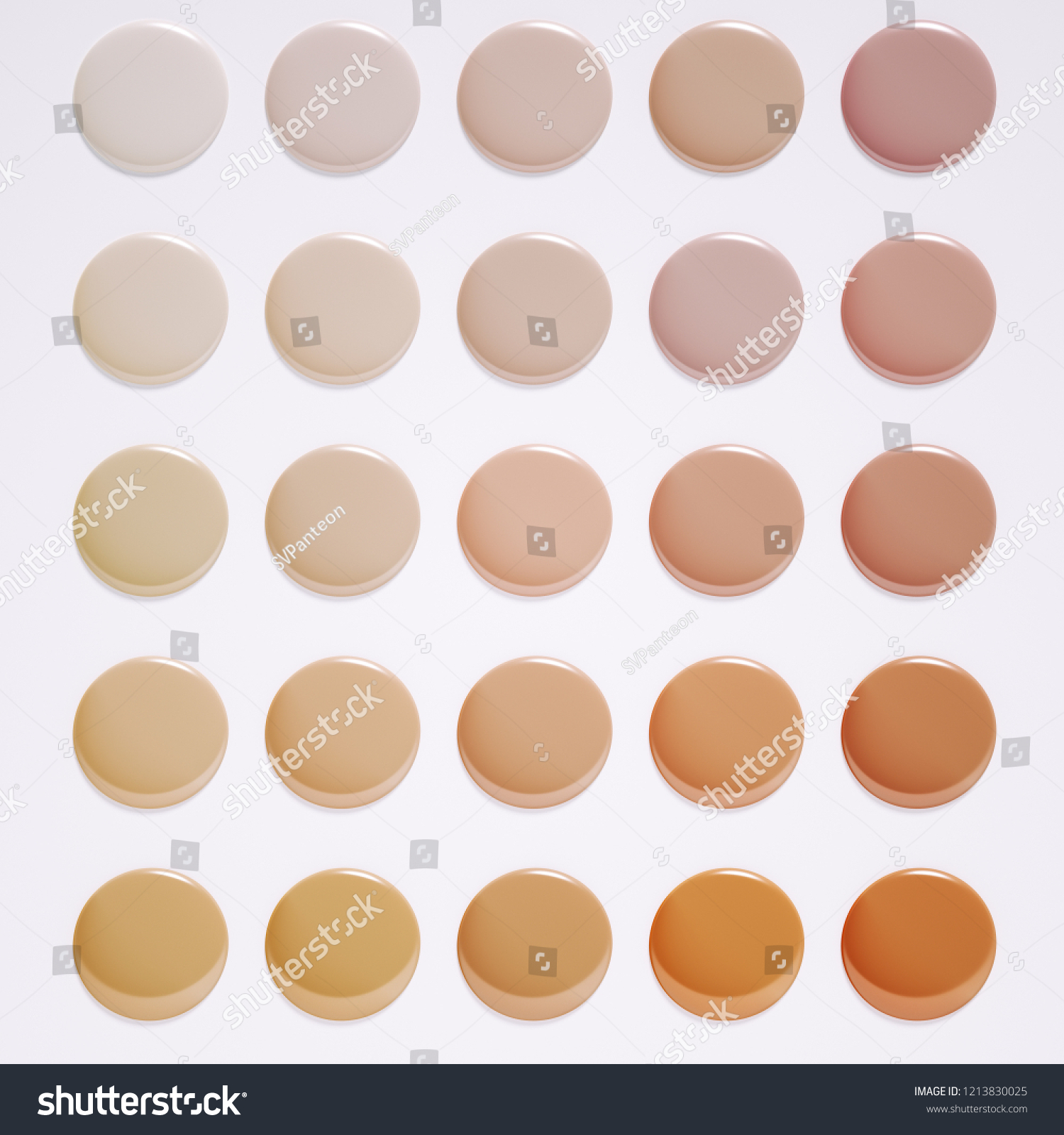 Makeup Foundation Different Shades Round Swatches Stock Illustration