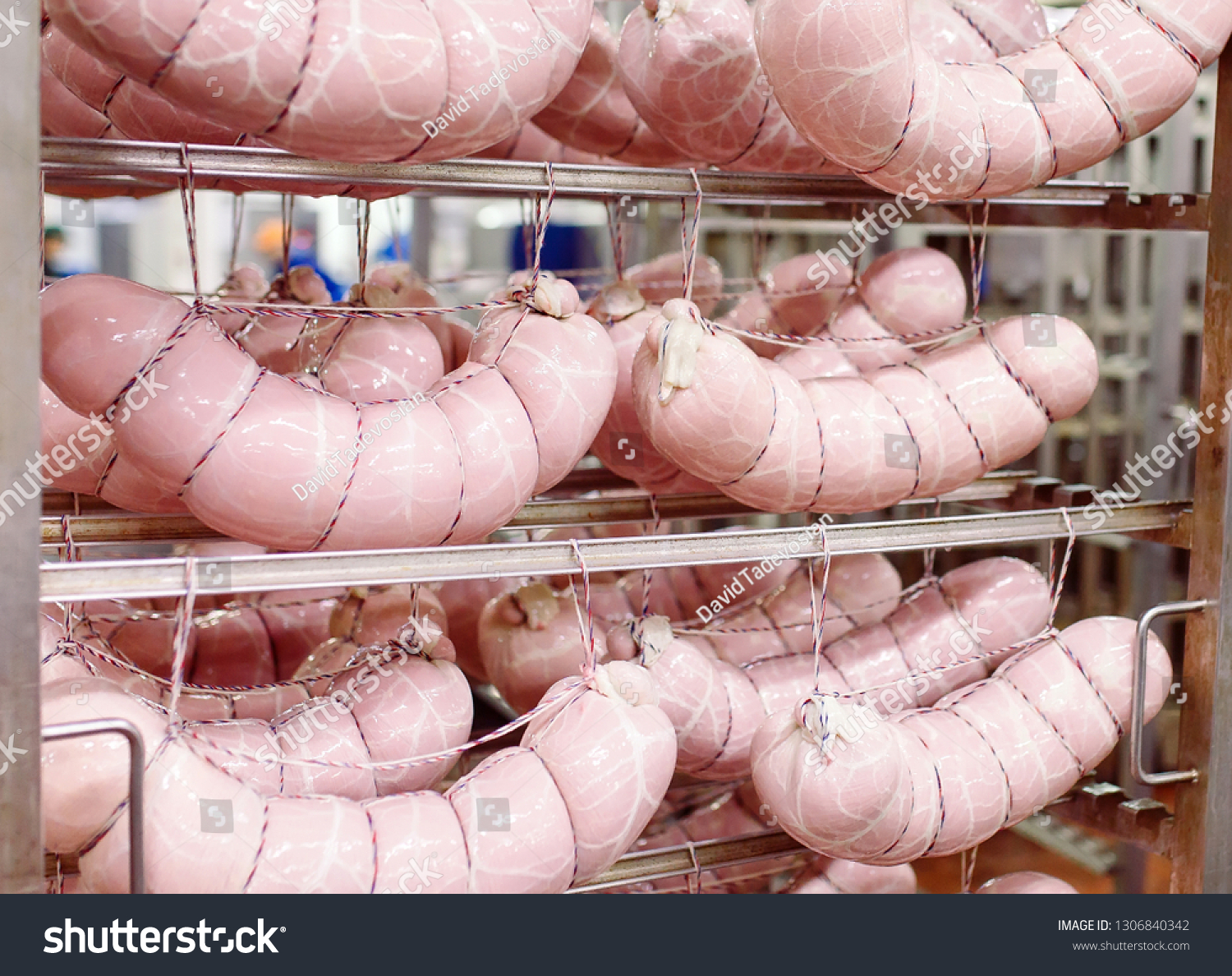 Making Sausages Food Production Factory Stock Photo 1306840342   Stock Photo Making Sausages Food Production In The Factory 1306840342 