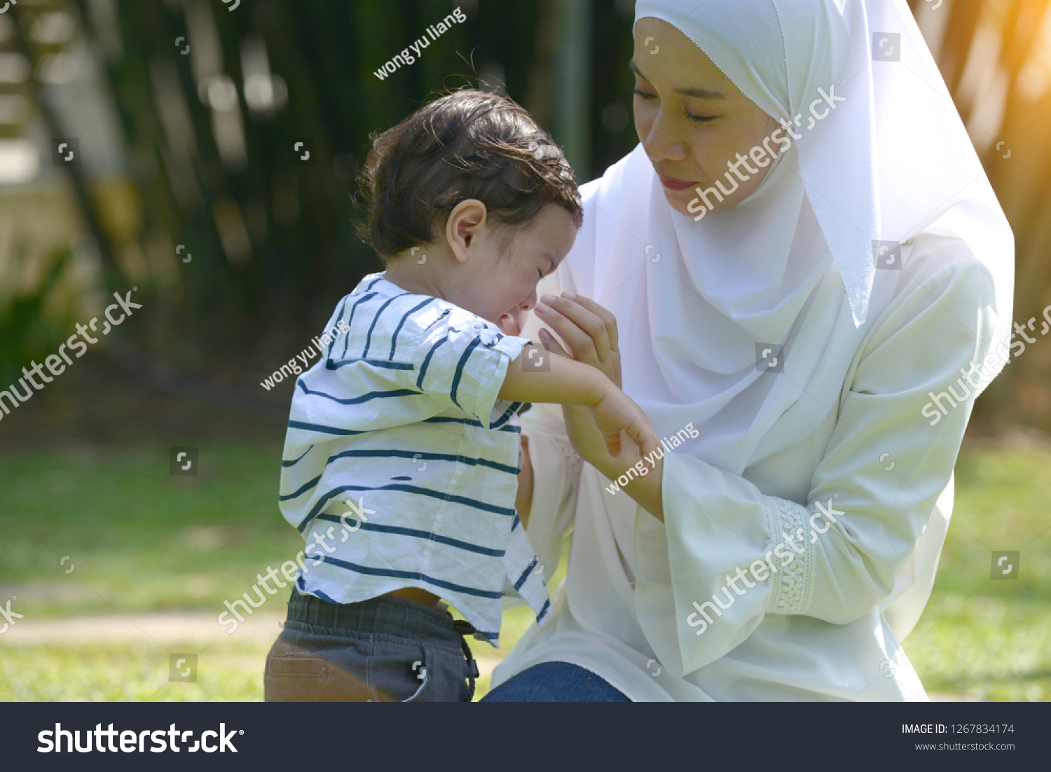 Malay Muslim Mother Boy Throwing Tantrum Stock Photo Edit Now 1267834174