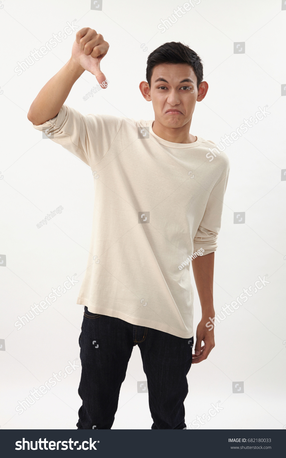 Malay Teenage Feel Bad Thumbs Down Stock Photo Edit Now 682180033