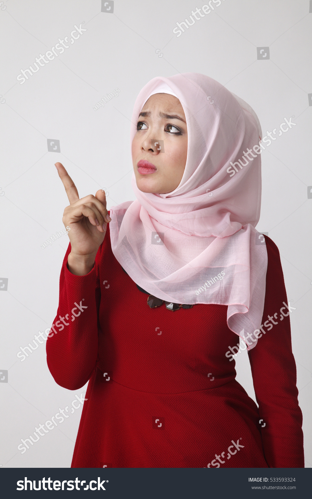 Malay Woman Pink Tudung Feel Query Stock Photo Edit Now 533593324