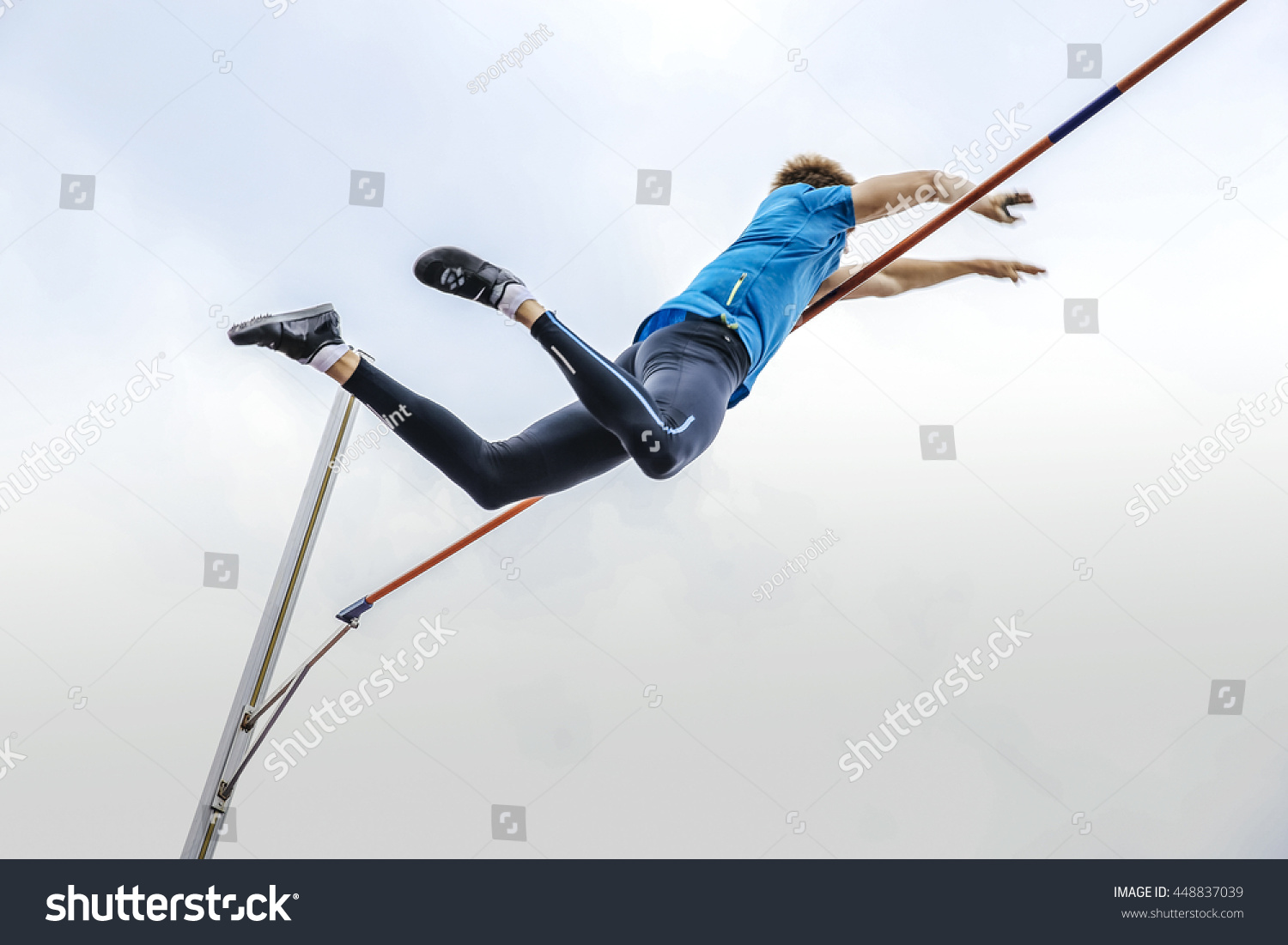 Male Athlete High Jump Pole Vault Stock Photo 448837039 | Shutterstock