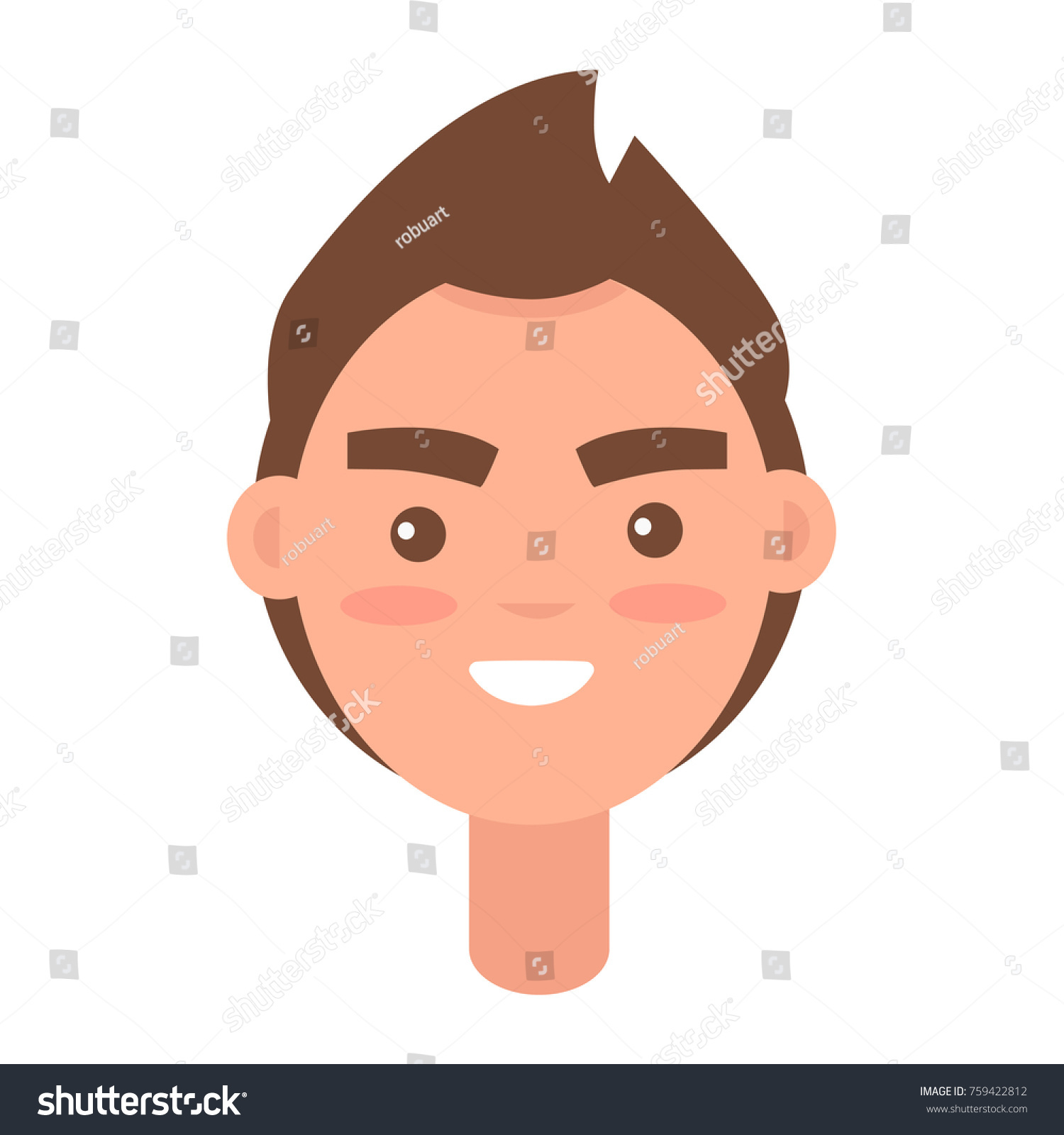 Male Cartoon Character Face Pink Cheeks Stock Illustration 759422812 ...