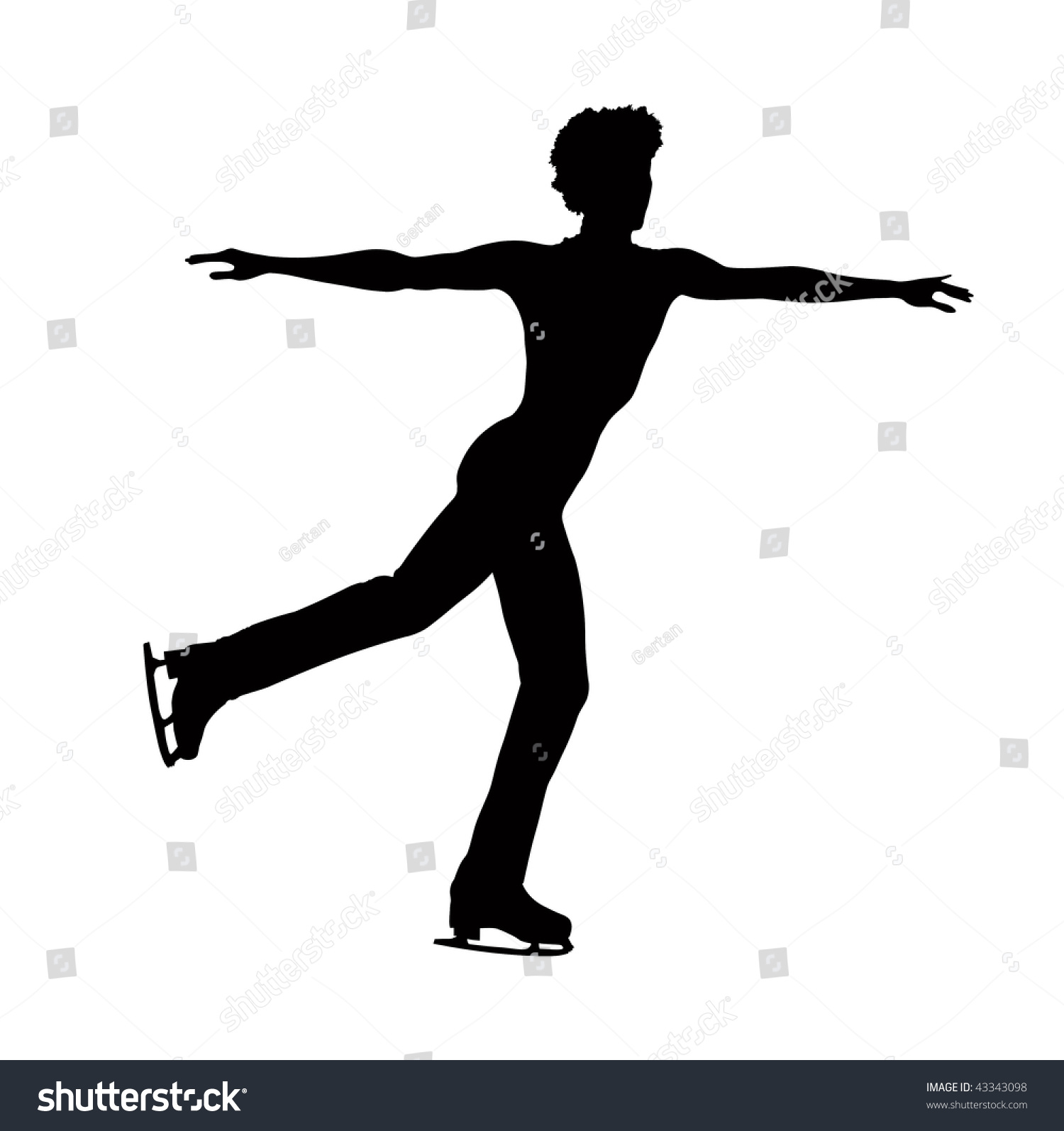 Male Figure Skater Silhouette On A White Background Stock Photo ...