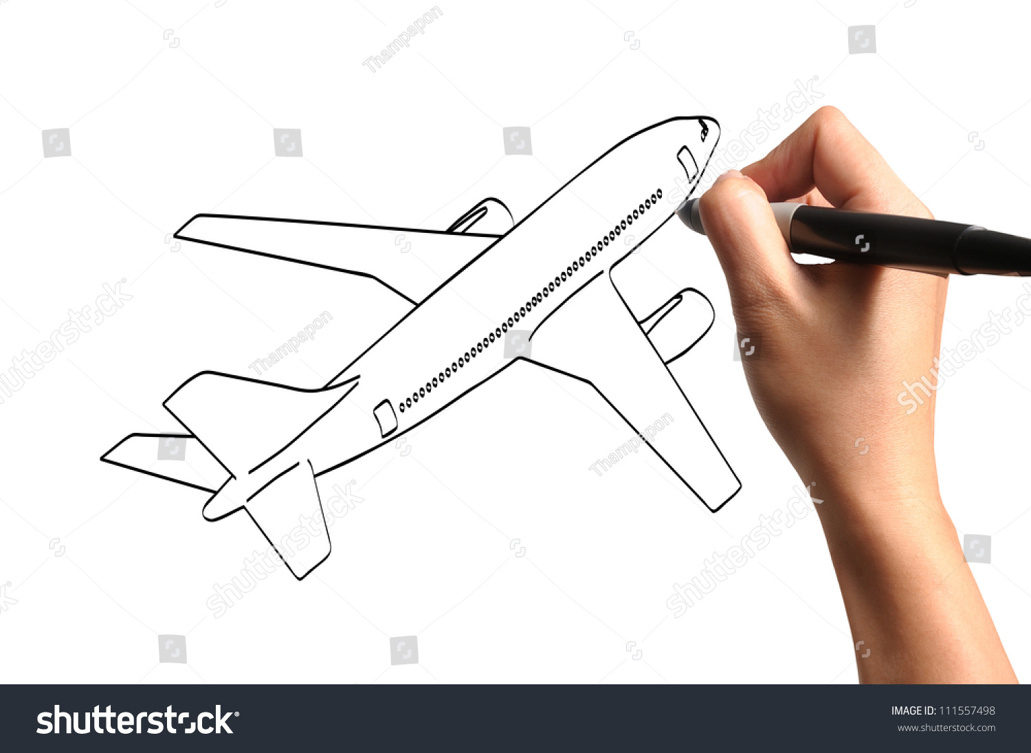 Male Hand Drawing Airplane Stock Photo 111557498 : Shutterstock