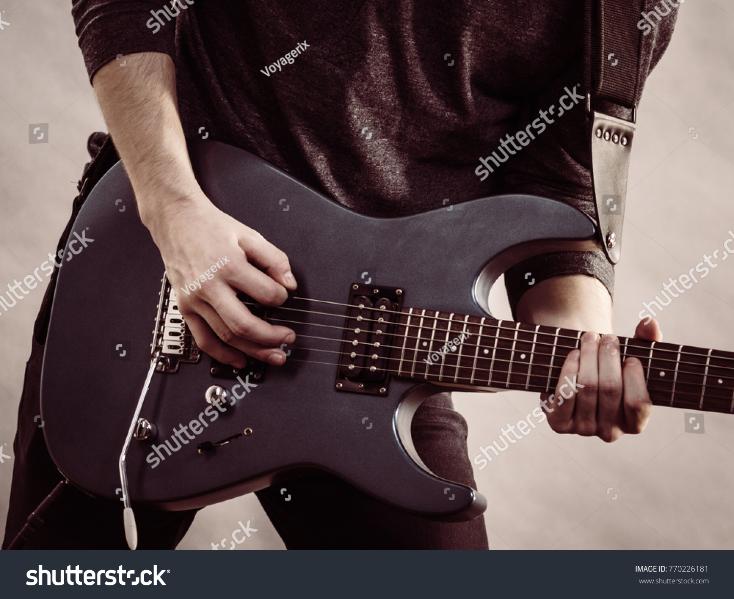 Male Hands Electric Guitar Close Part Stock Photo Edit Now