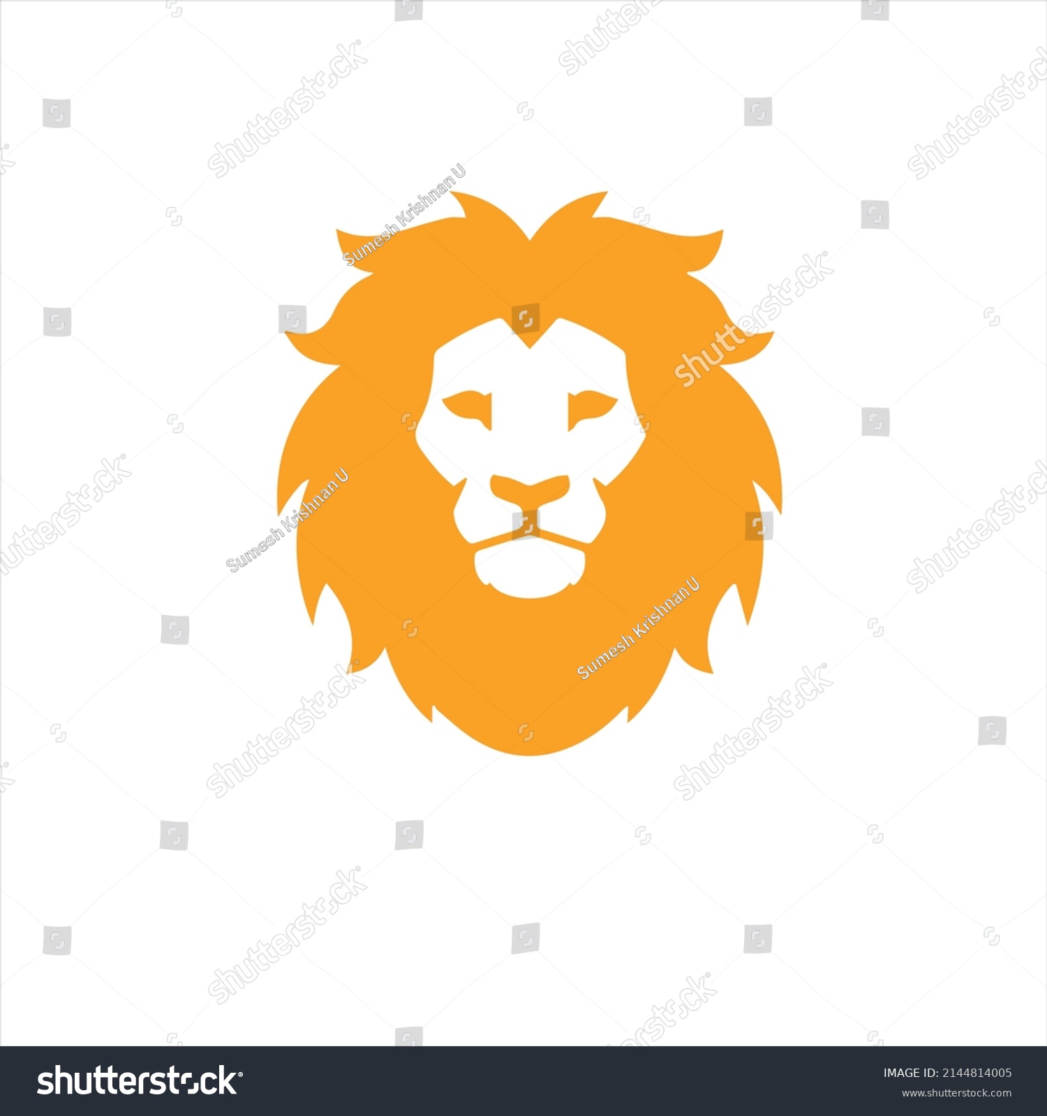 Male Lion Orange Color Head Logo Stock Illustration 2144814005 ...