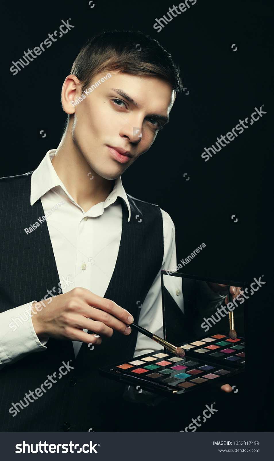Male Makeup Artist Staying On Dark Stock Photo Edit Now 1052317499