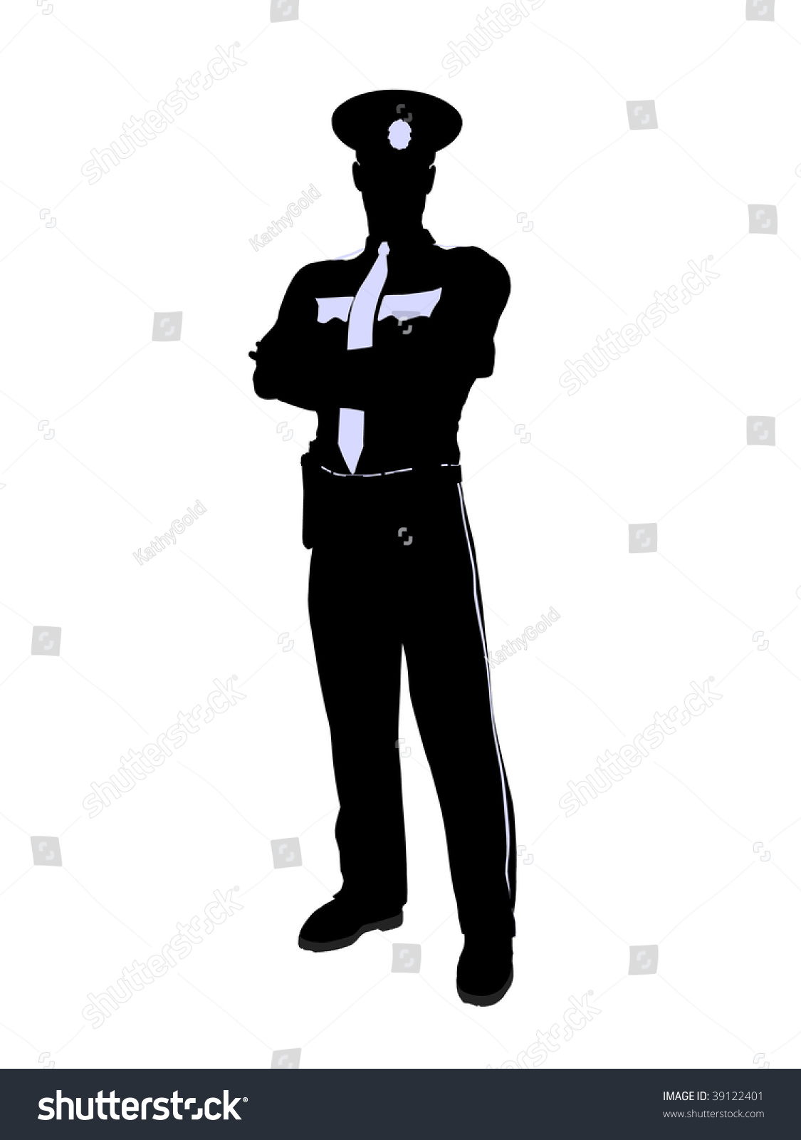 Male Police Officer Silhouette Illustration On Stock Illustration ...