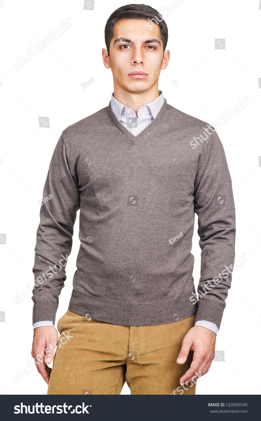 Male Sweater Isolated On The White Stock Photo 129990590 : Shutterstock