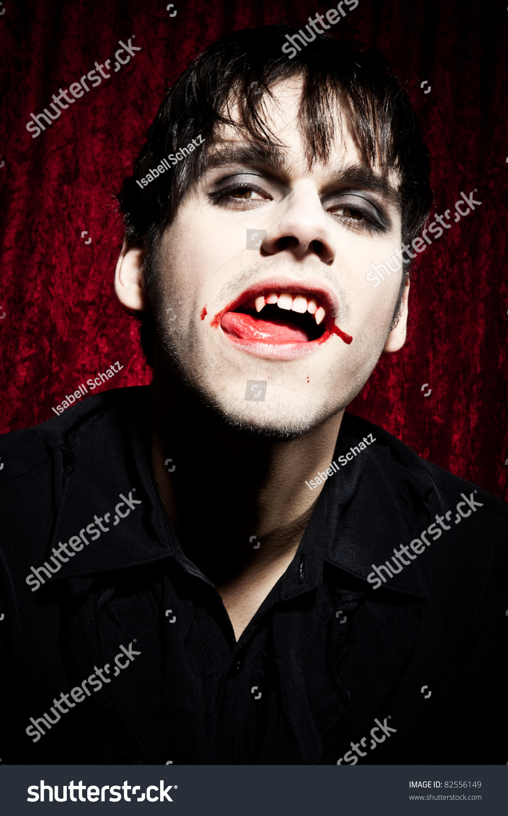 Male Vampire Licking His Bloody Lips Stock Photo 82556149 : Shutterstock