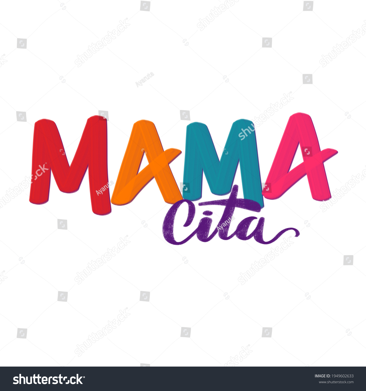 mamacita-hand-drawn-lettering-translation-spanish-stock-illustration