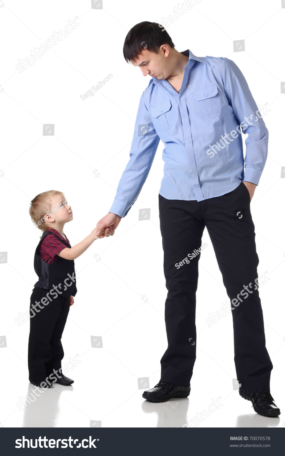 Man Little Boy Shaking Hands Isolated Stock Photo (Edit Now) 70070578 ...