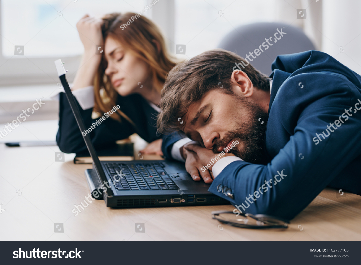 Man Woman Fell Asleep Work Stock Photo Edit Now