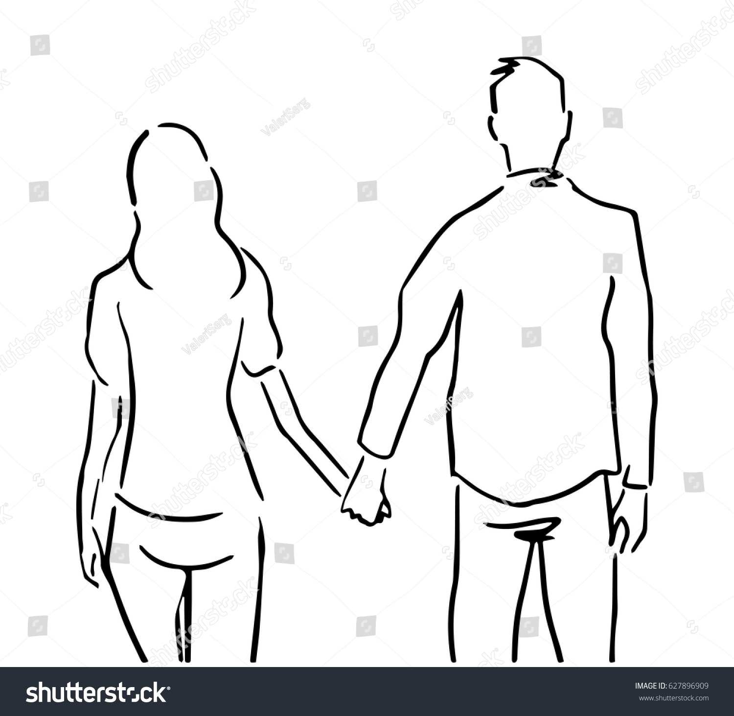 Man Woman Hold Hands Holding Hands Stock Illustration 627896909