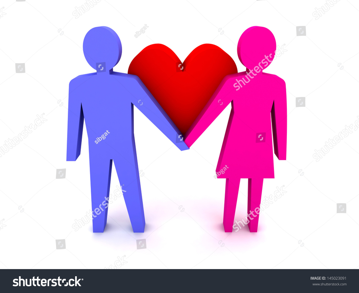 Man Woman Love Couple Concept 3 D Stock Illustration Royalty Free