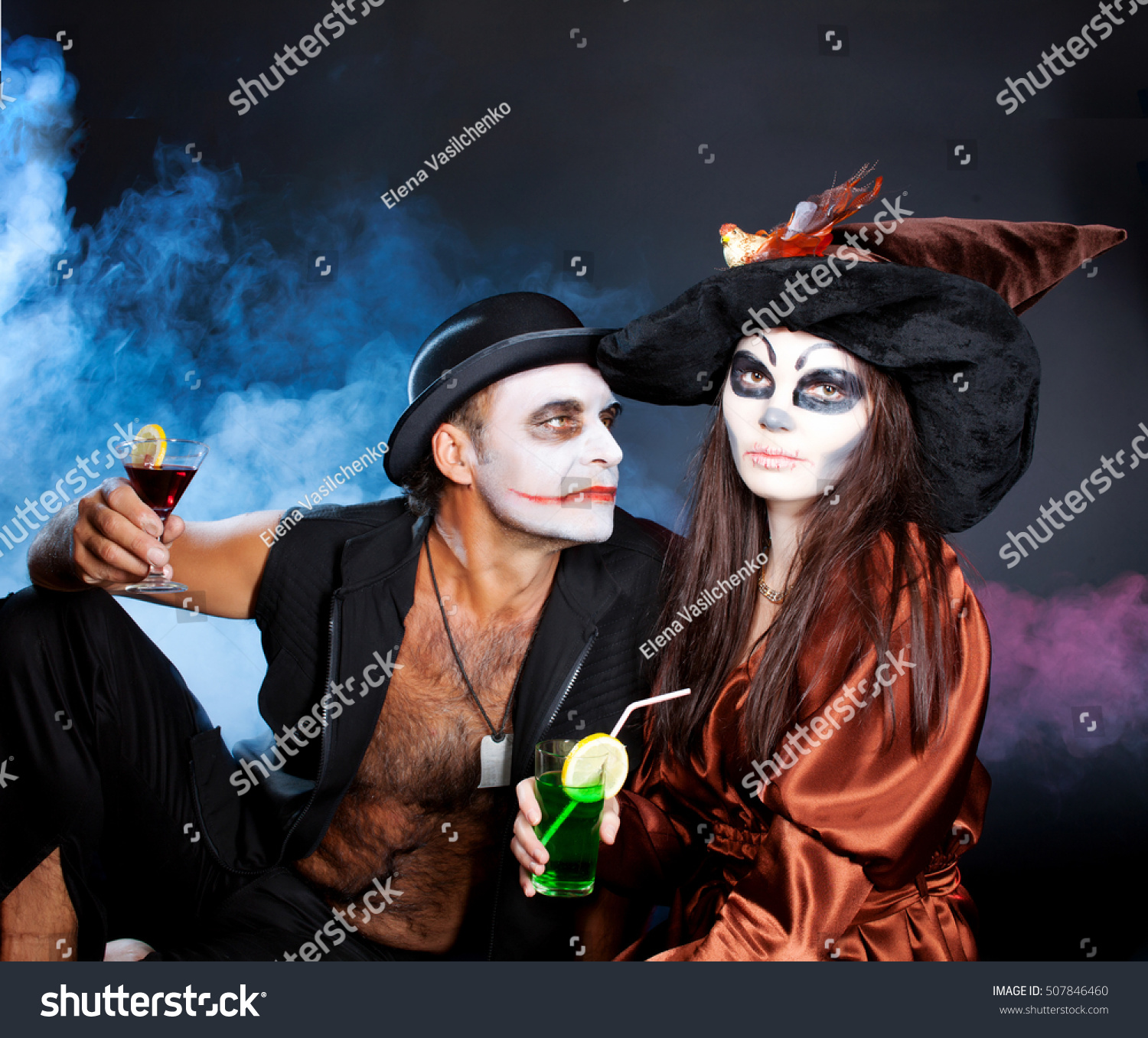 Man Woman Wearing Joker Witch Halloween Stock Photo 507846460 ...
