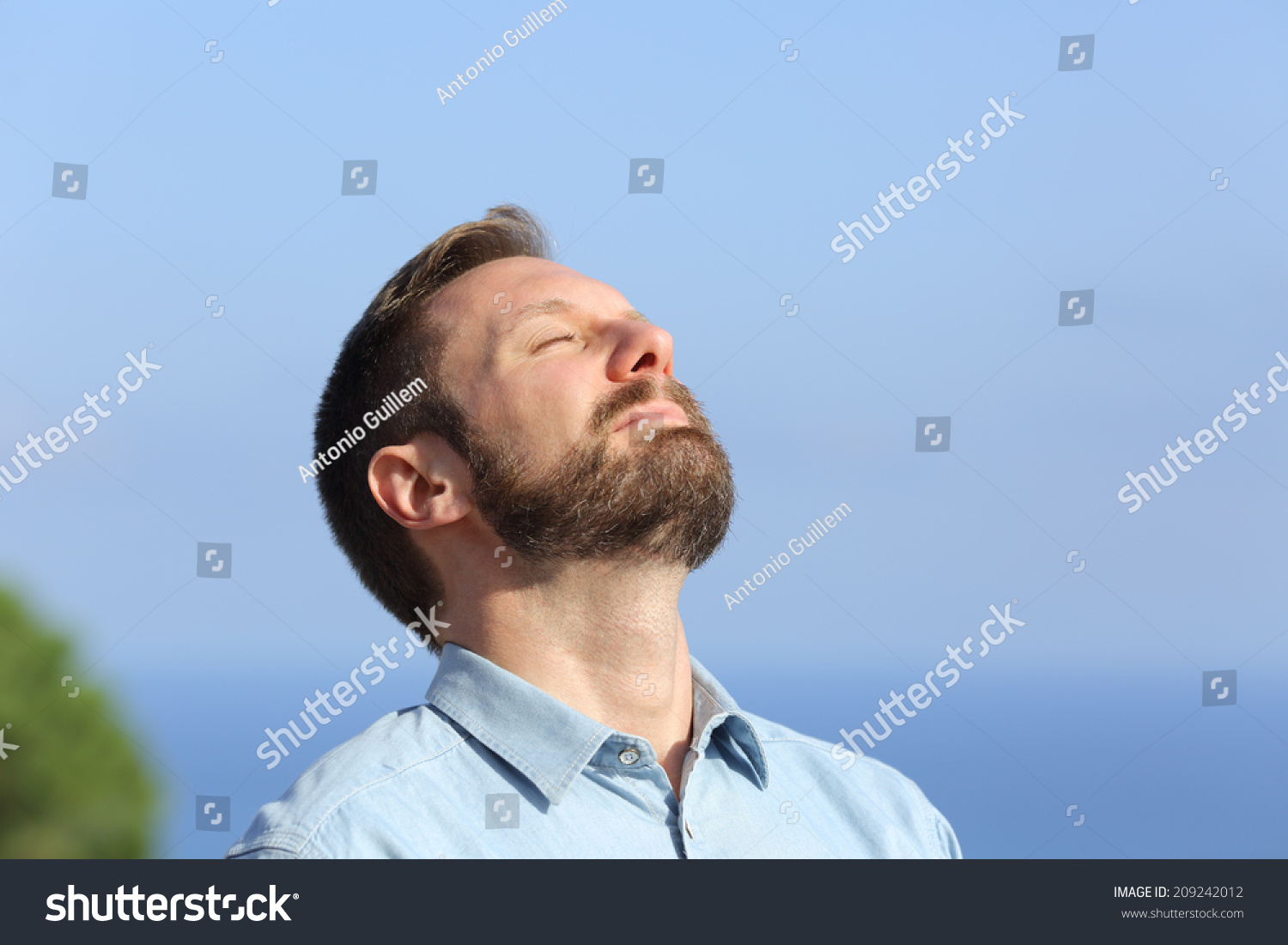 Man Breathing Deep Fresh Air Outdoors Stock Photo 209242012 - Shutterstock