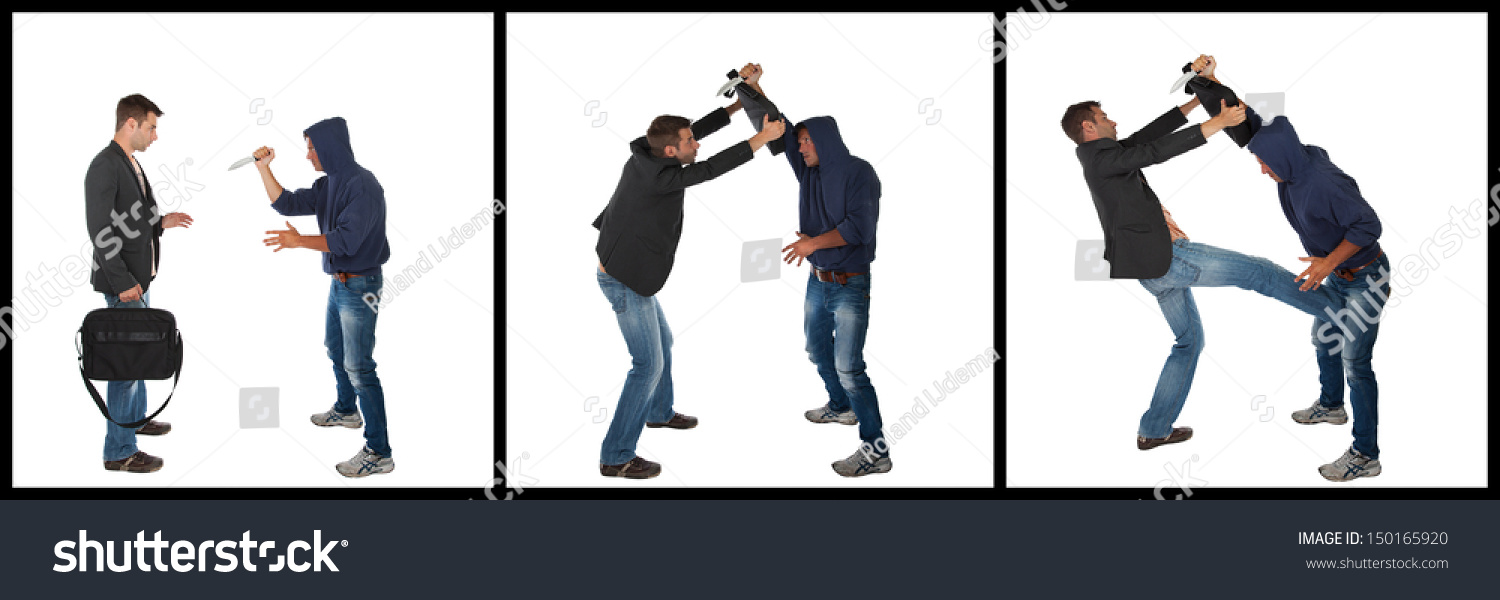 Man Defending Himself Against Knife Attack Stock Photo Edit Now