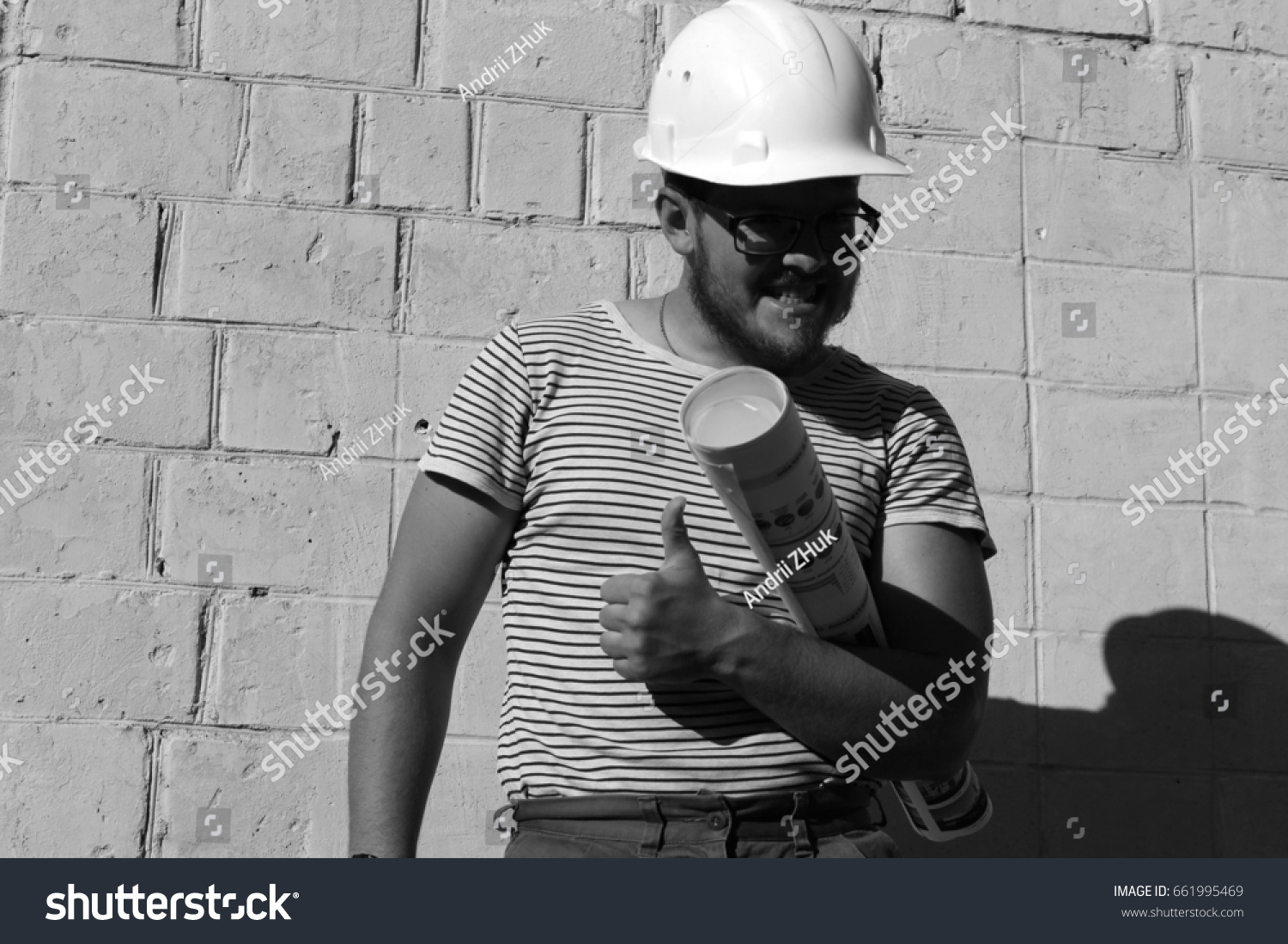 Man Engineer Glasses Wall Happy Stock Photo 661995469 | Shutterstock