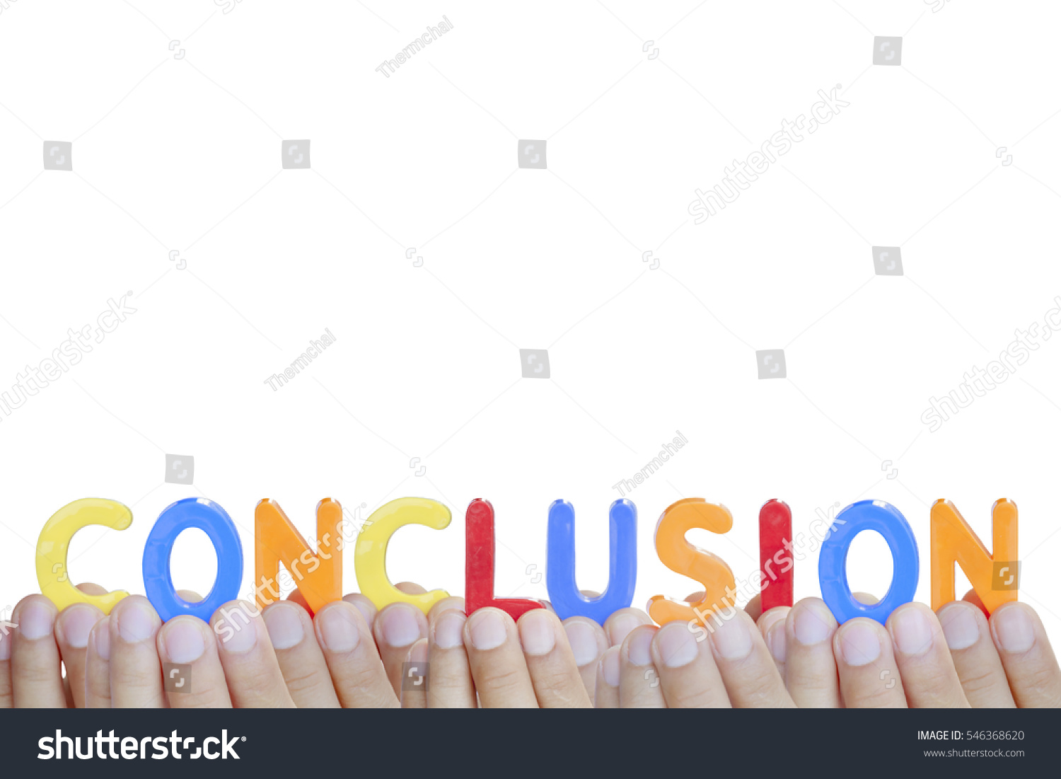 Man Fingers Showing Conclusion Text On Stock Photo Edit Now