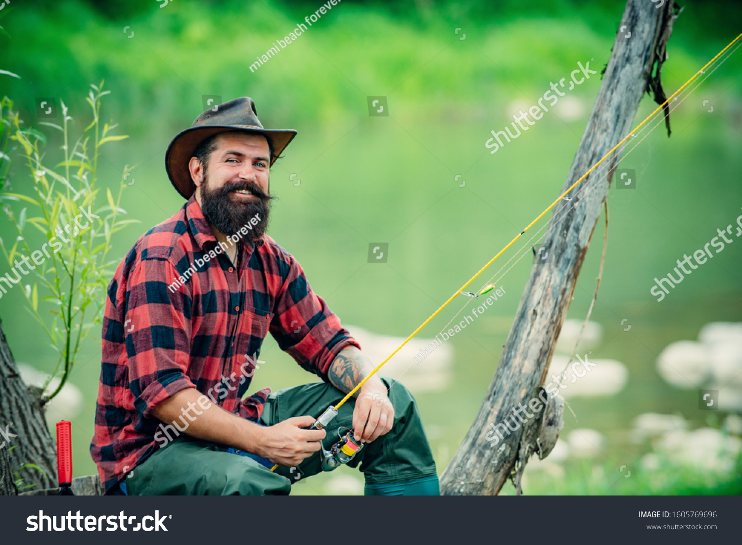 Man Fishing Sitting Alone During Fishing Stock Photo 1605769696 ...