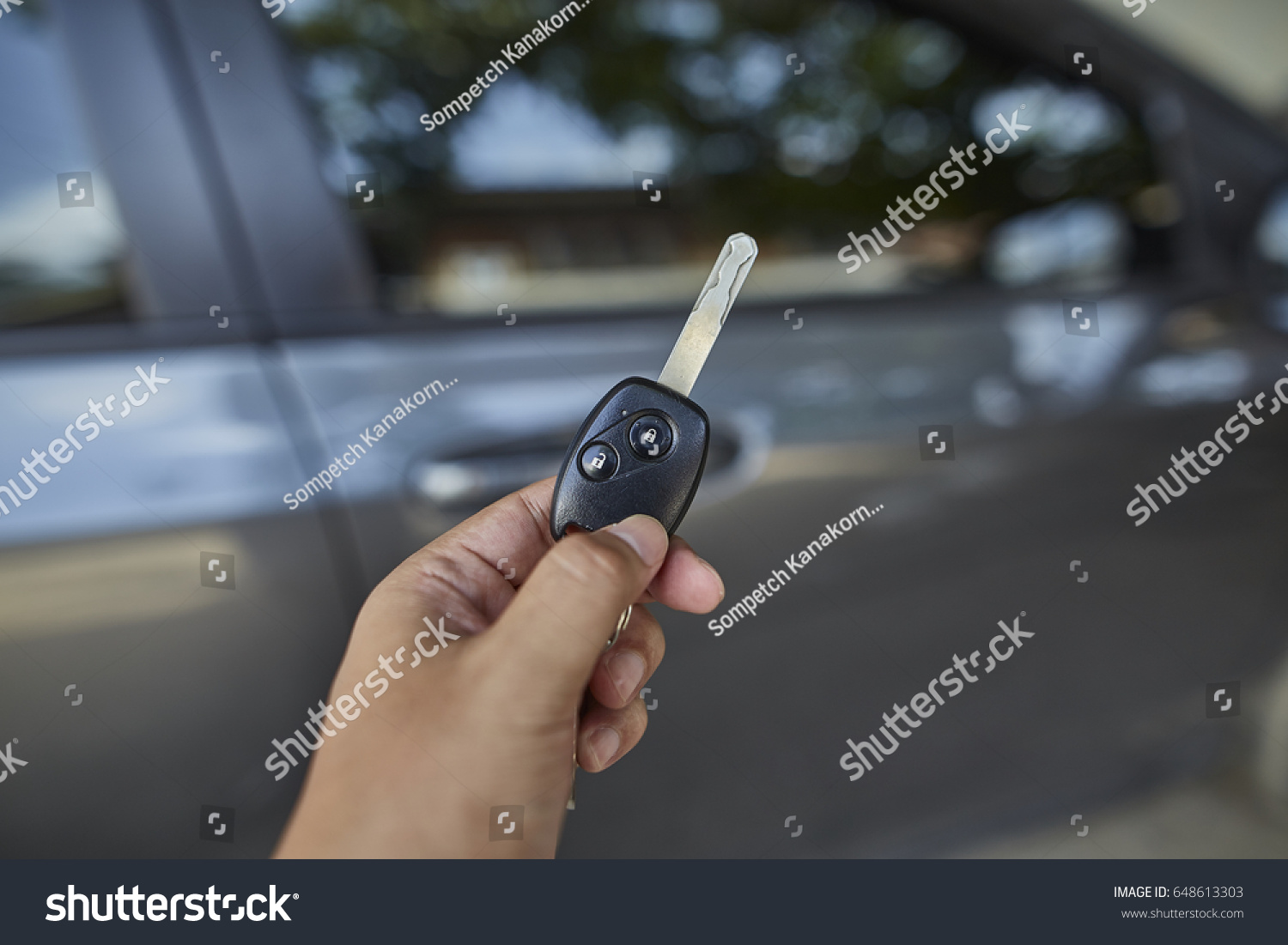 Man Hand Press Remote Control Car Stock Photo Edit Now