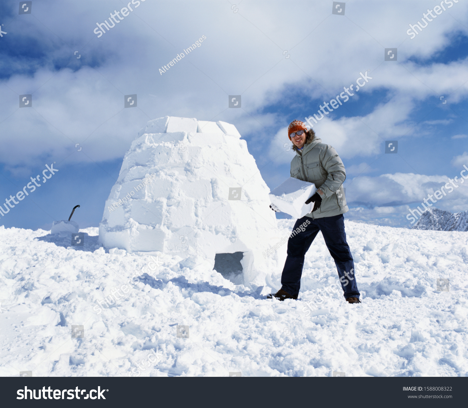 man in ice block