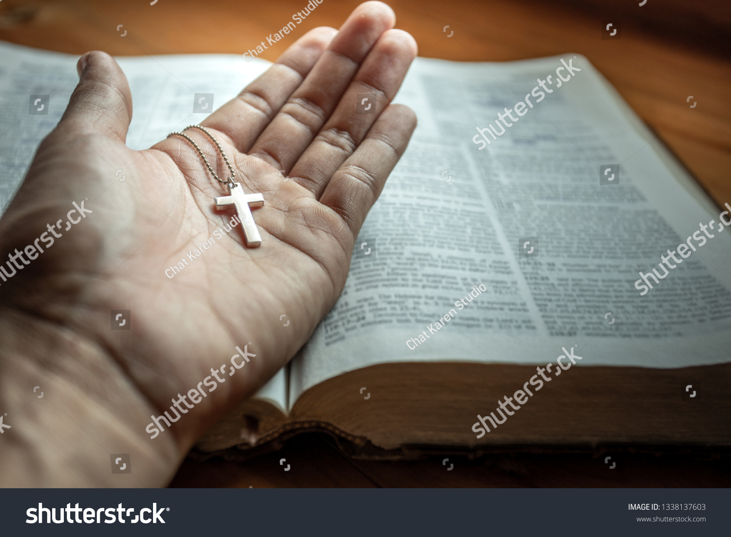 Man Holding Silver Jesus Cross Hands Stock Photo 1338137603 | Shutterstock