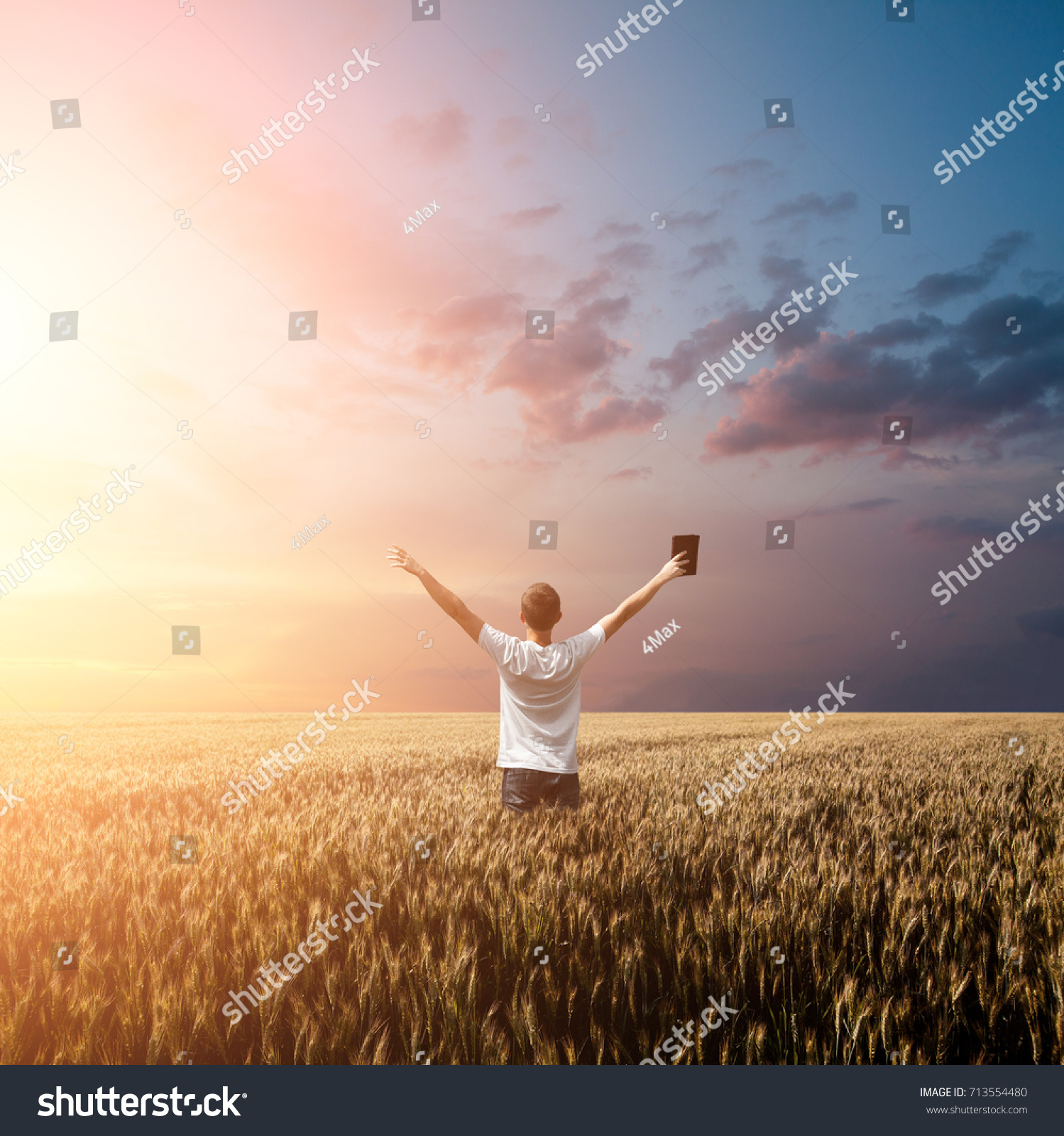 Man Holding Bible Wheat Field Stock Photo 713554480 | Shutterstock