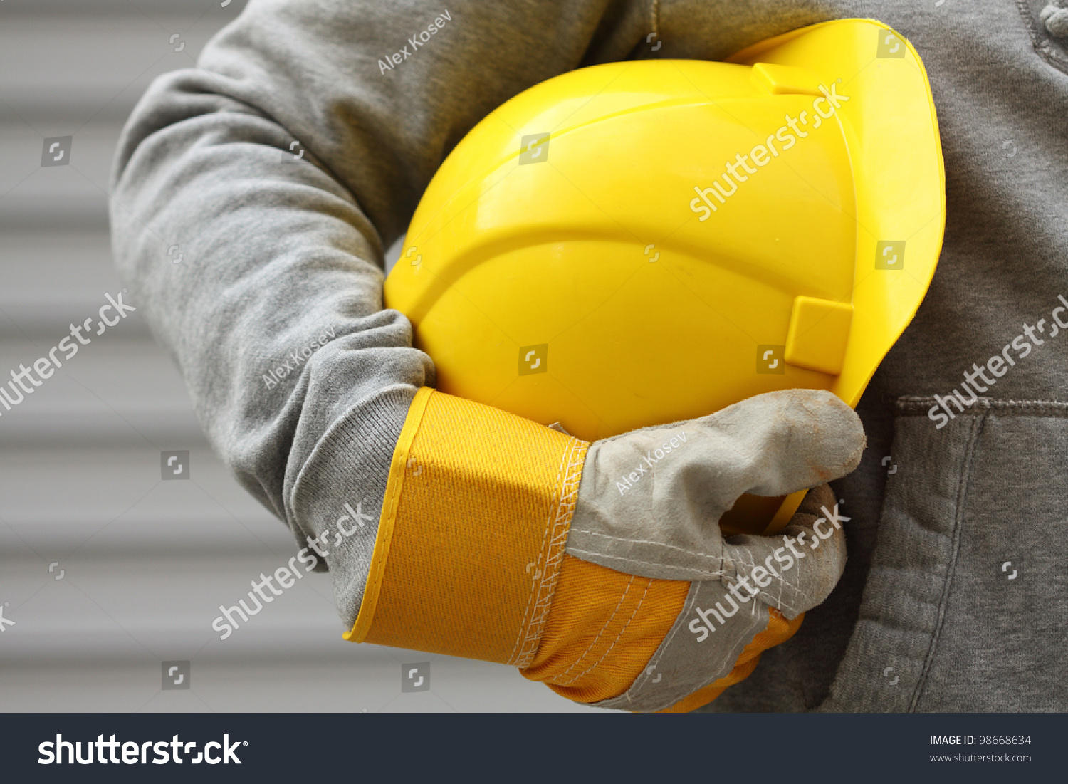 Man Holding Yellow Helmet Close Stock Photo 98668634 - Shutterstock