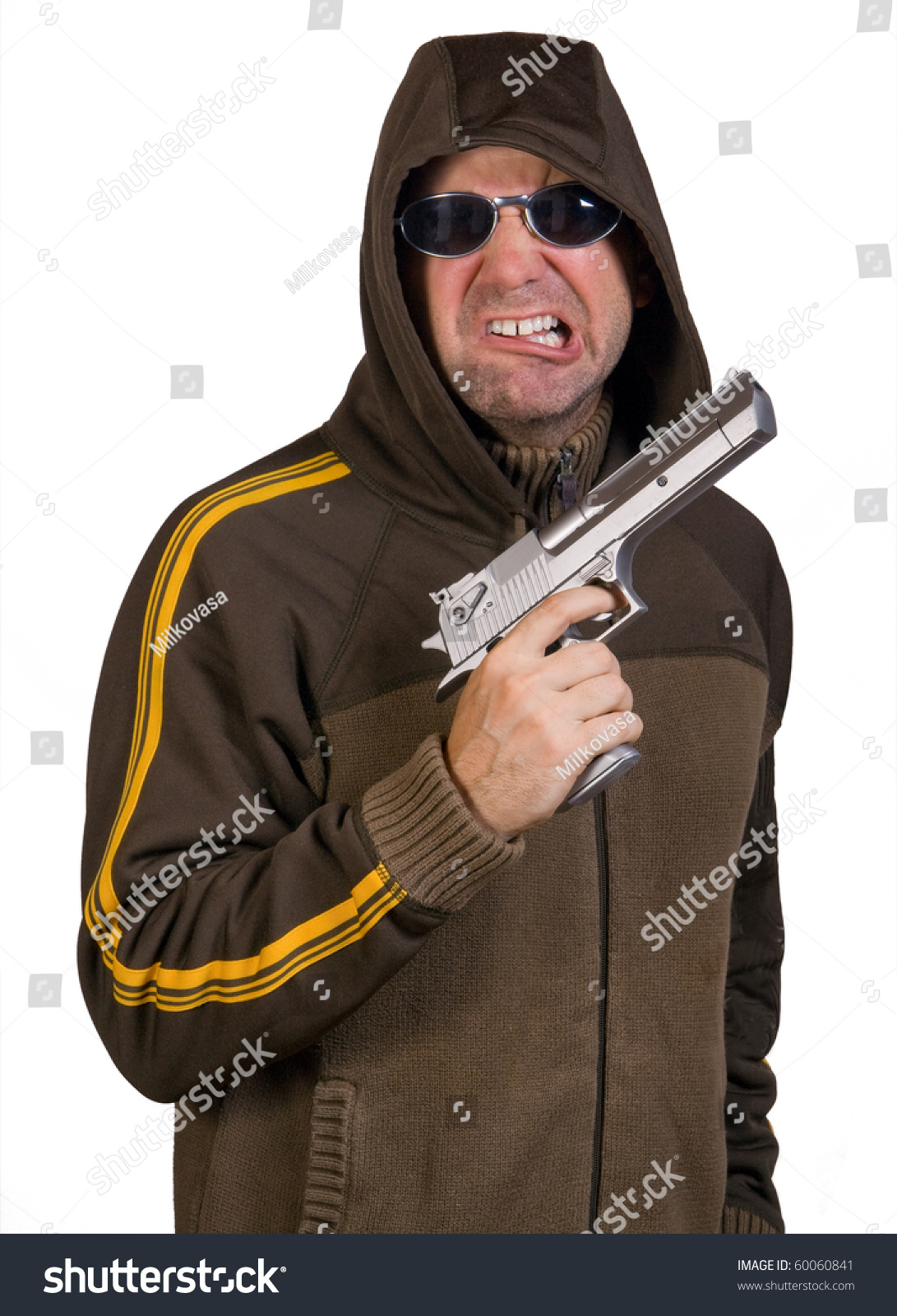 Man Hood Gun Criminal Pistol Isolated Stock Photo 60060841 | Shutterstock