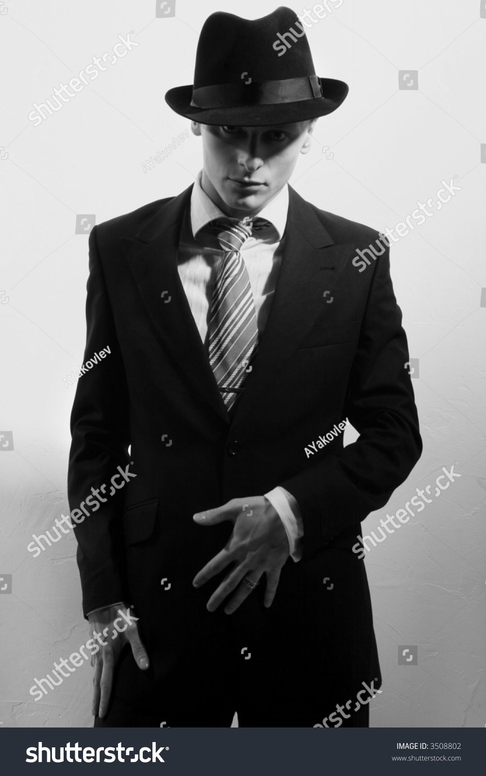 Man In Black Costume And Black Tie Stock Photo 3508802 : Shutterstock