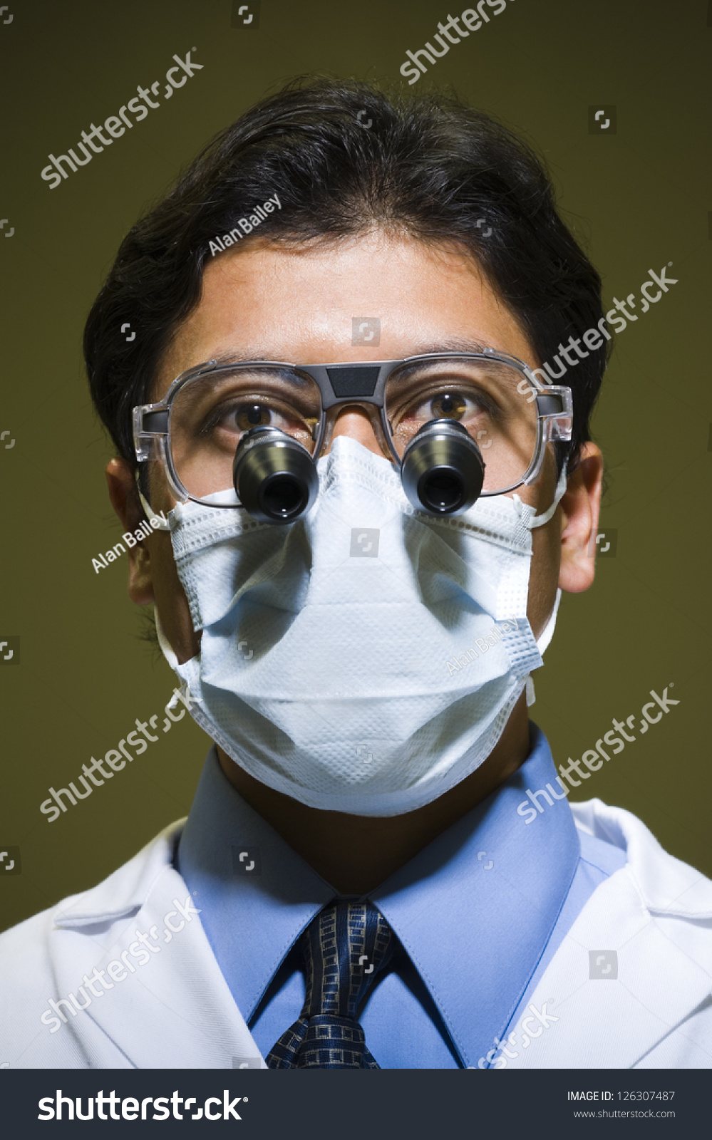 Man Surgical Mask Microscopic Glasses Stock Photo Edit Now 126307487