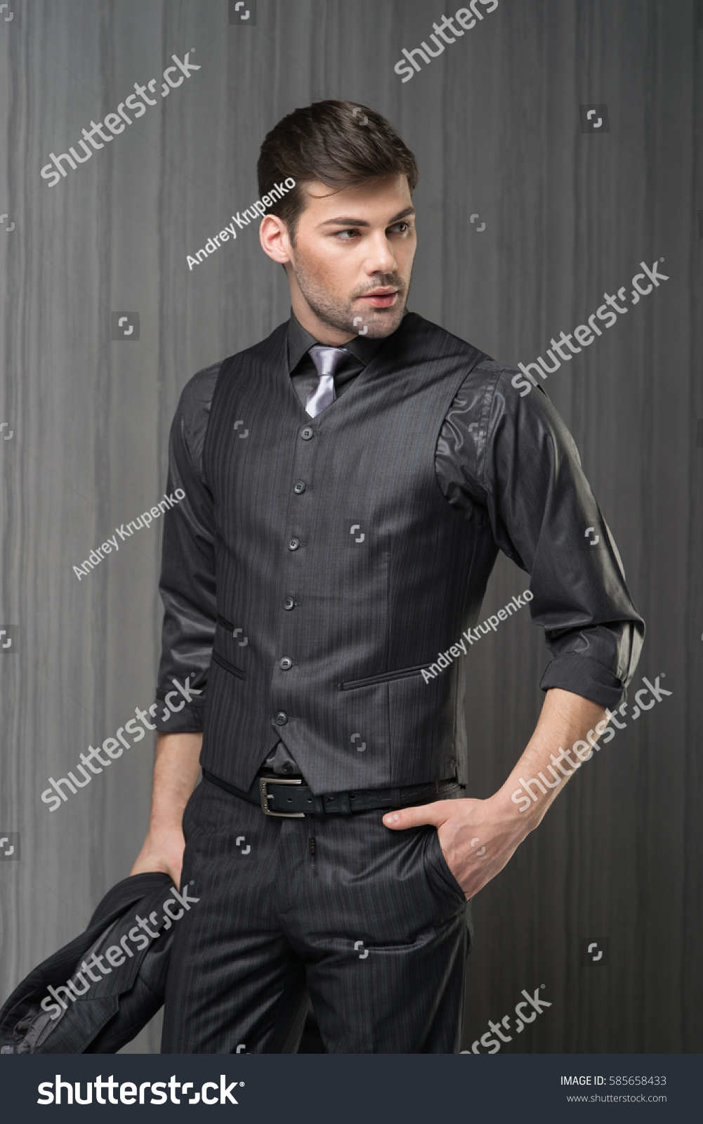 waist coat with black shirt