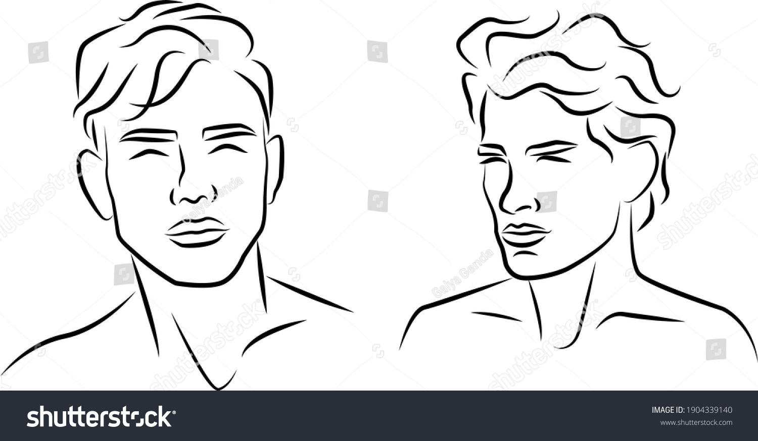 Man Outline Silhouette Portrait Drawing Stock Illustration 1904339140