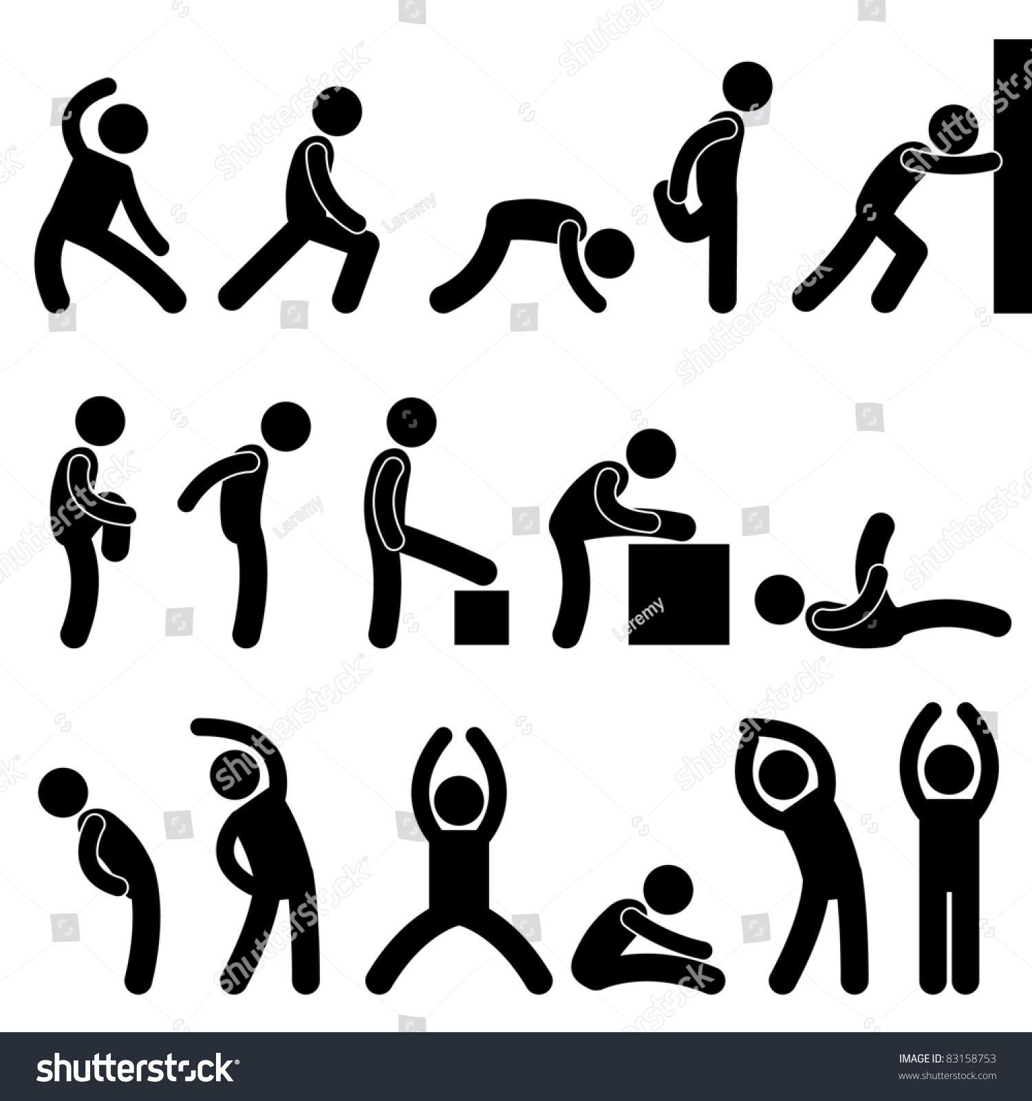 Man People Athletic Exercise Stretching Warm Up Sign Symbol Pictogram ...