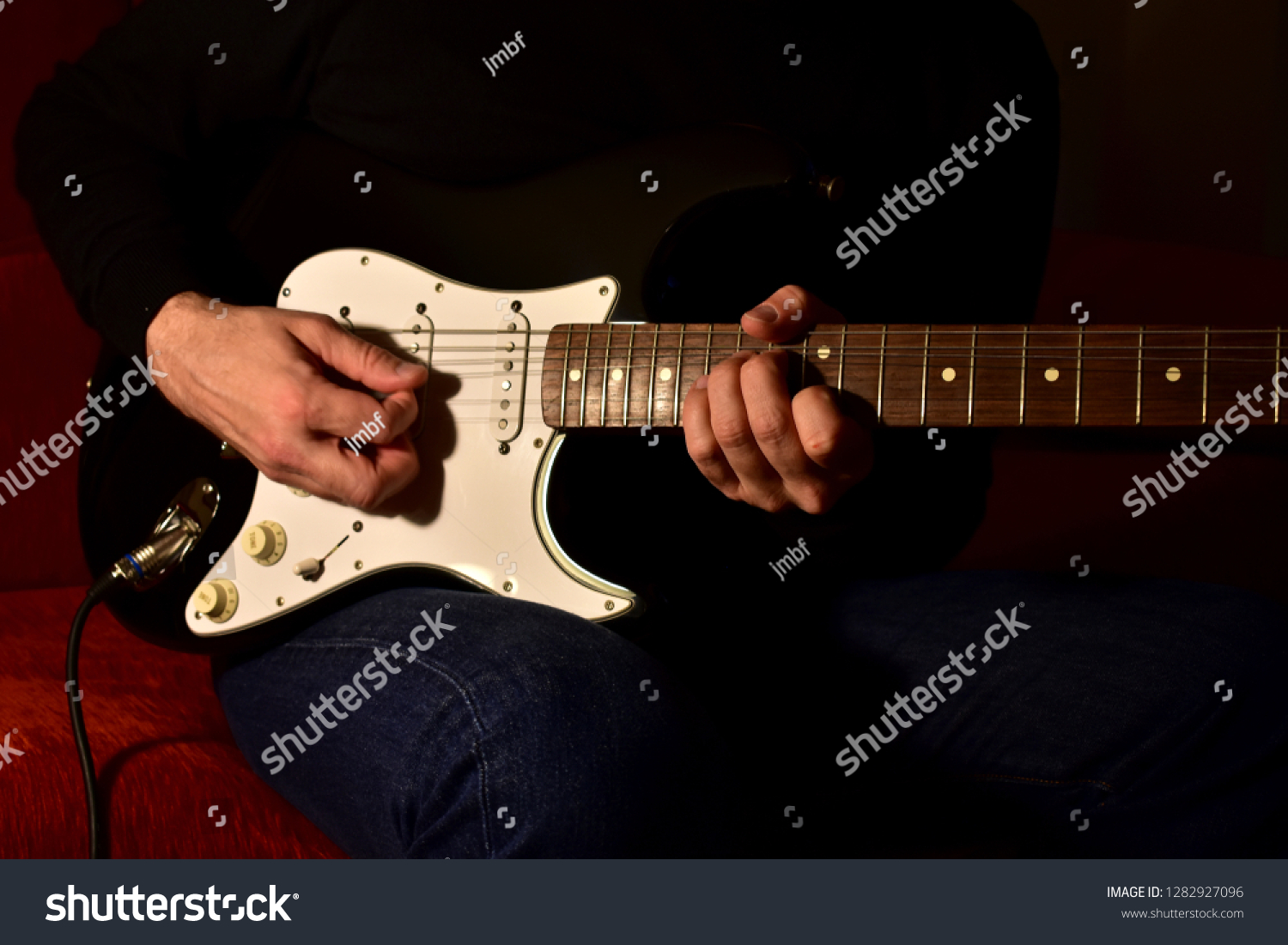 Man Playing Electric Guitar Closeup No Stock Photo Edit Now