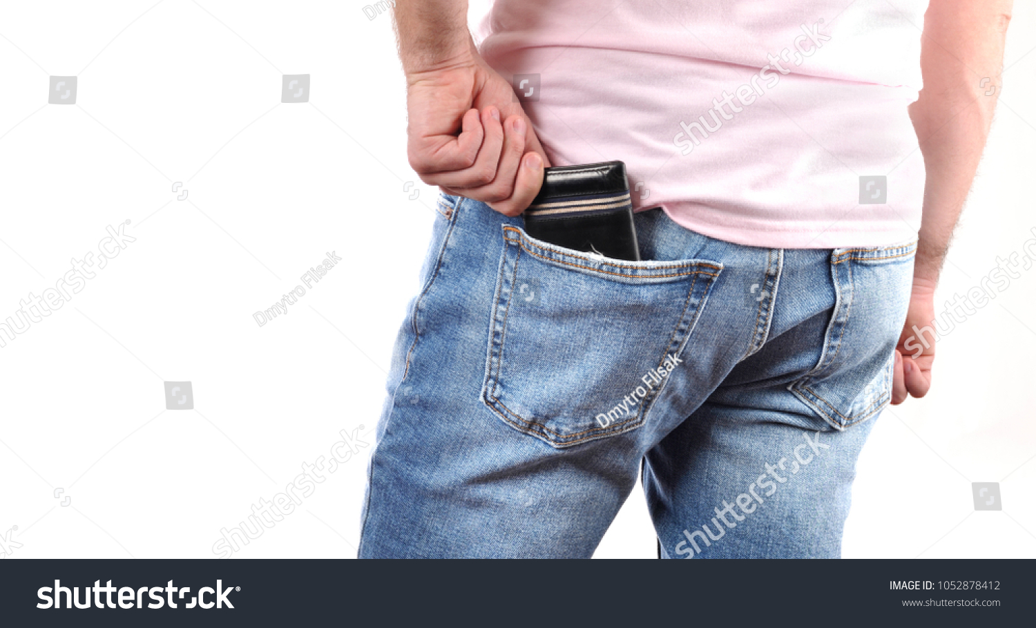 Man Put Wallet Back Pocket His Stock Photo (Edit Now) 1052878412