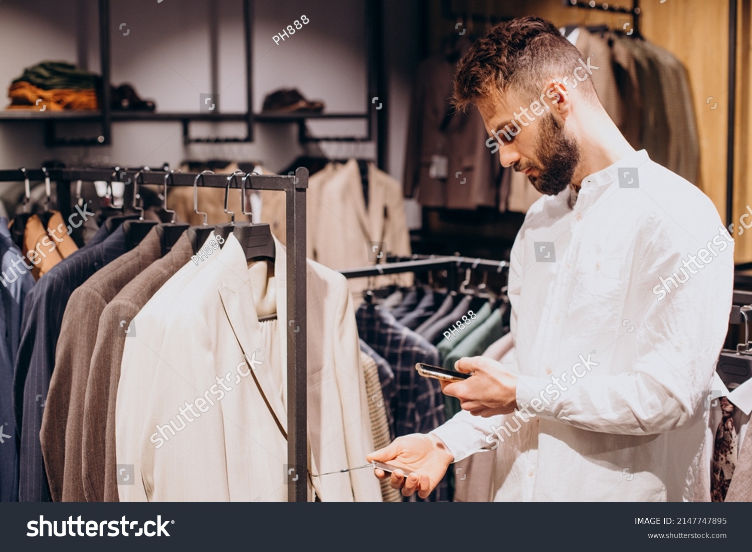 Man Scanning Qr Code Price Mens Stock Photo 2147747895 | Shutterstock